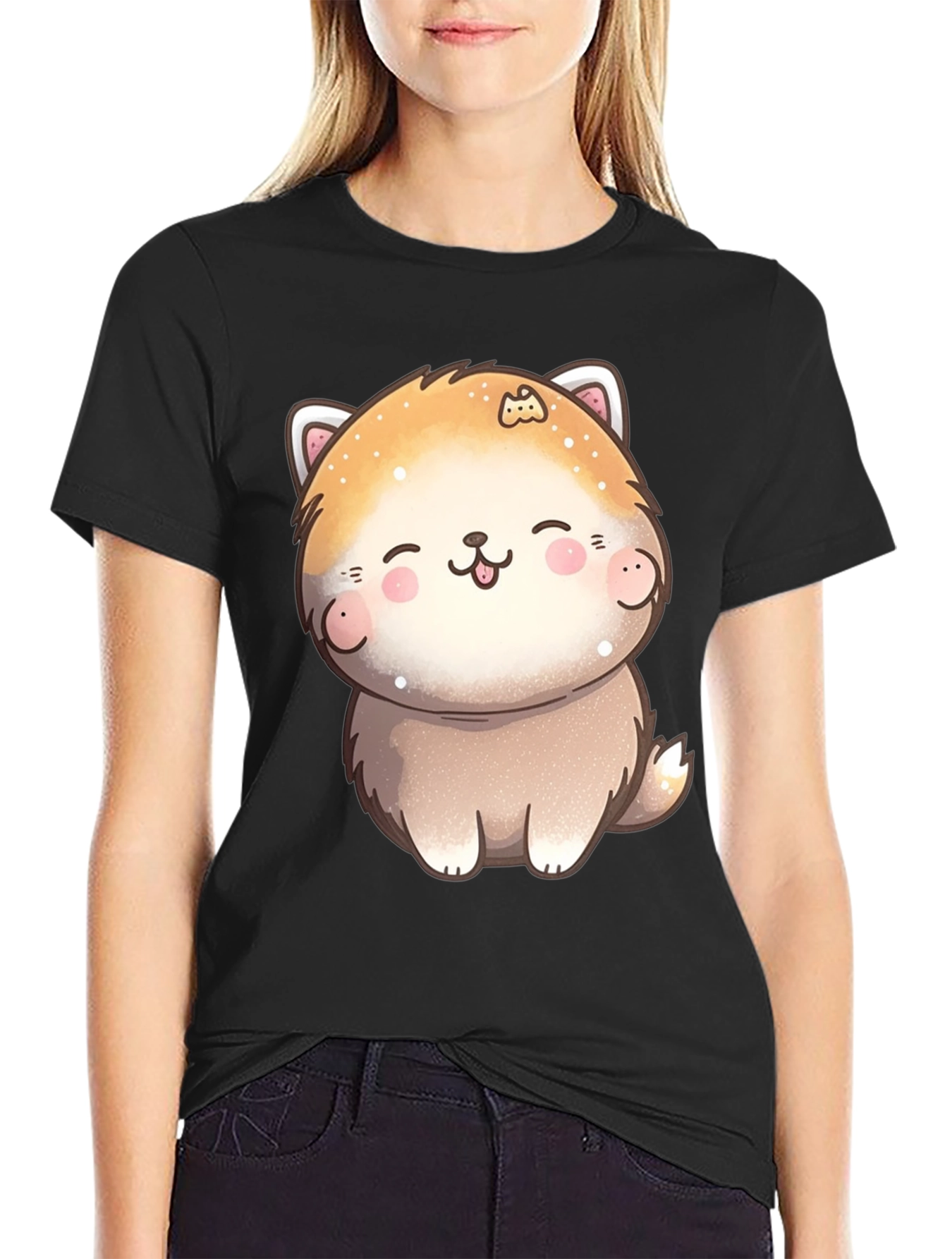 Cute Kawaii Dog T-Shirt - Unisex Black Tee
