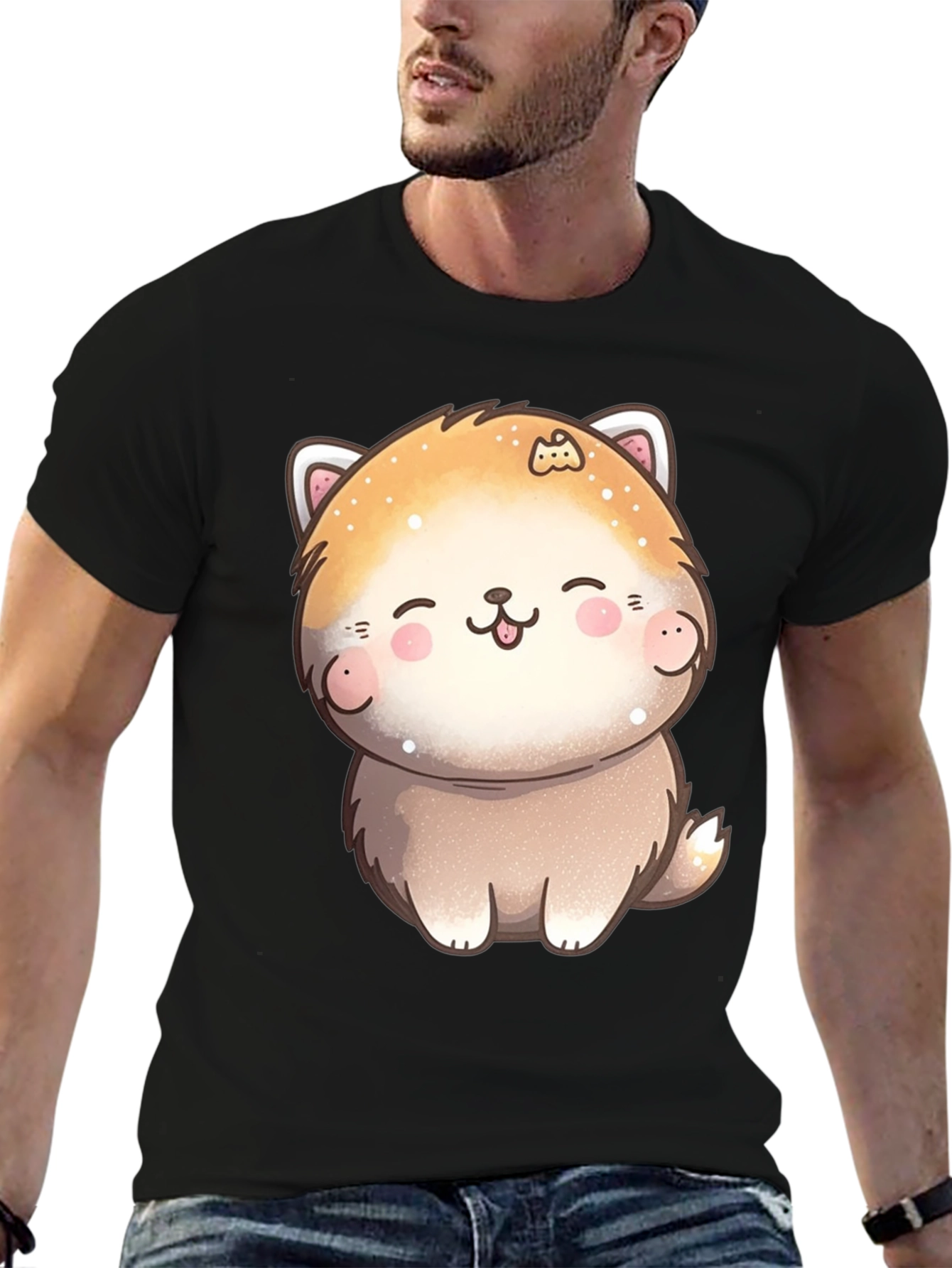 Cute Kawaii Dog T-Shirt - Unisex Black Tee