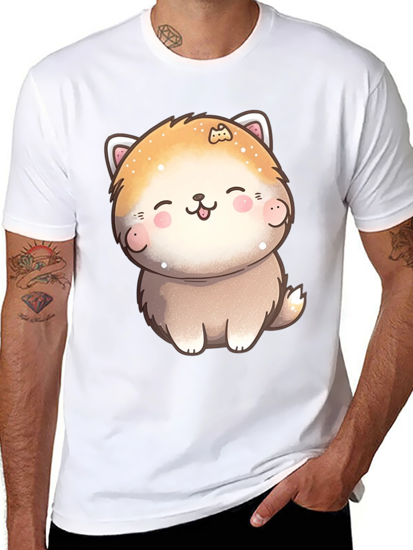 Cute Kawaii Dog T-Shirt - Unisex Black Tee