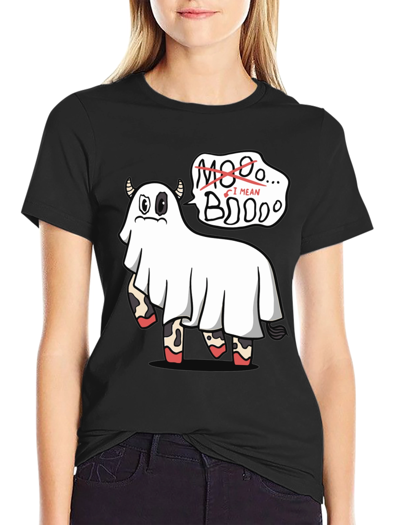 Boo! Ghost Cow Funny Halloween Graphic T-Shirt