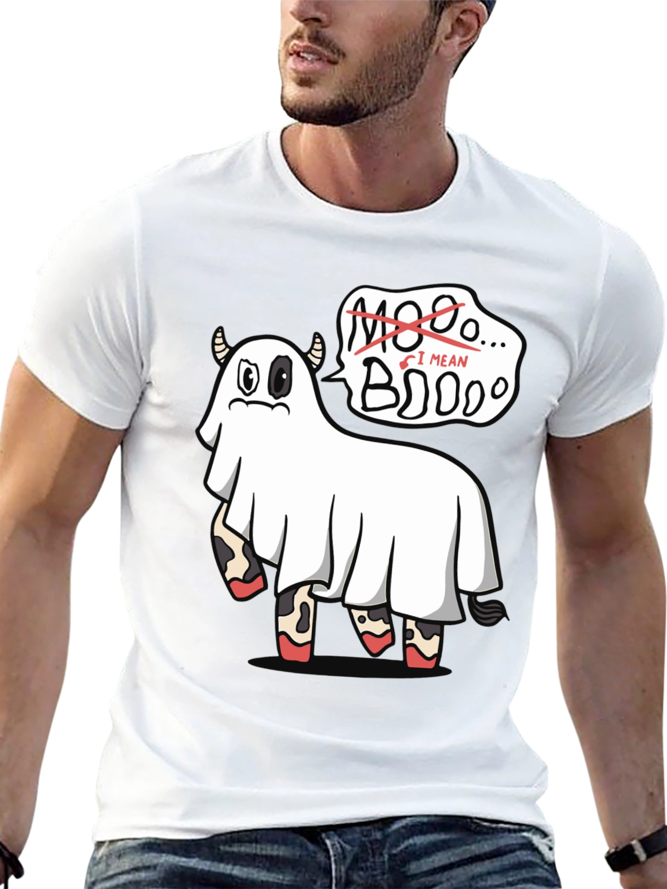 Boo! Ghost Cow Funny Halloween Graphic T-Shirt