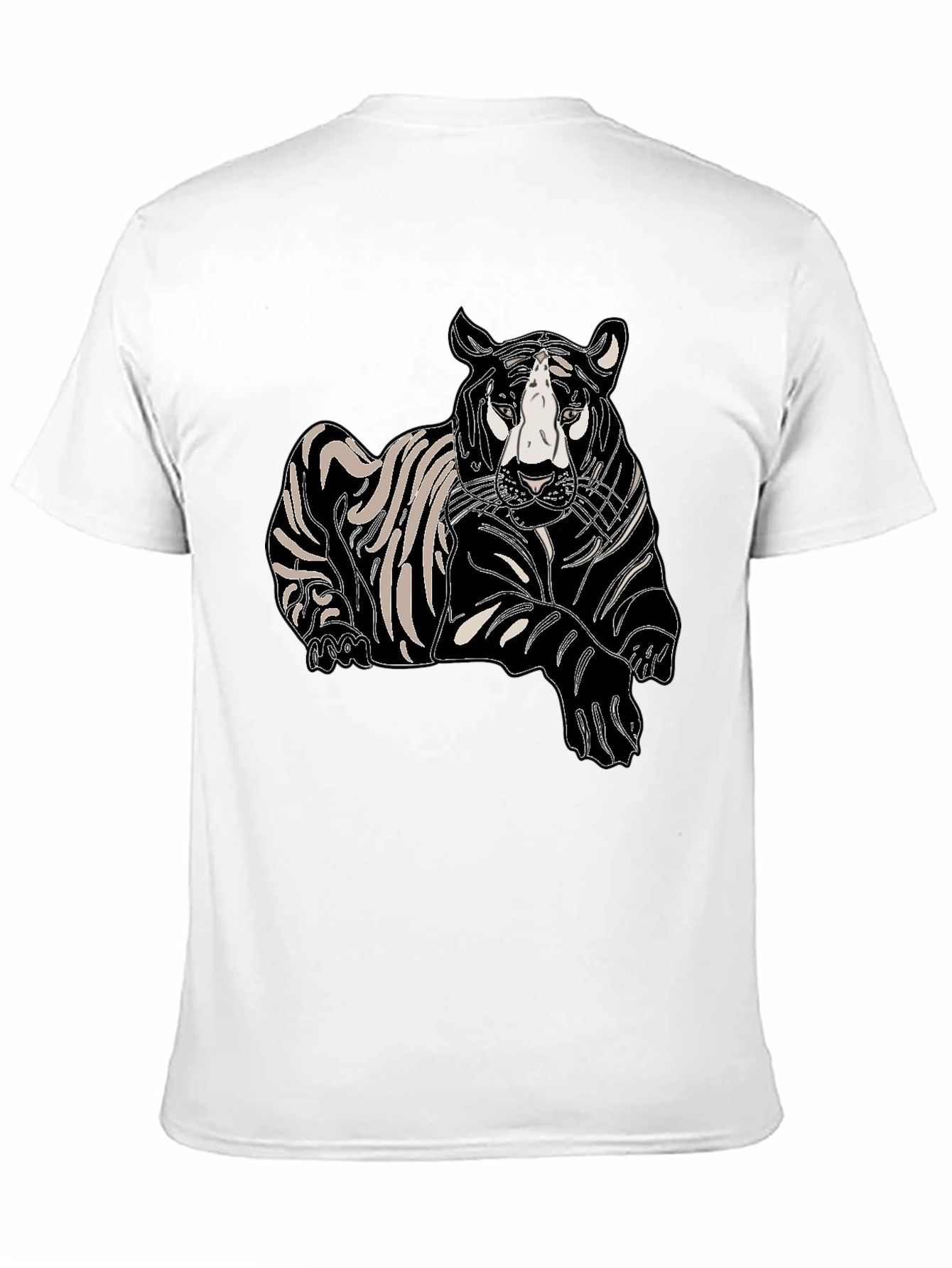 Mens Black T-Shirt with Tiger Print