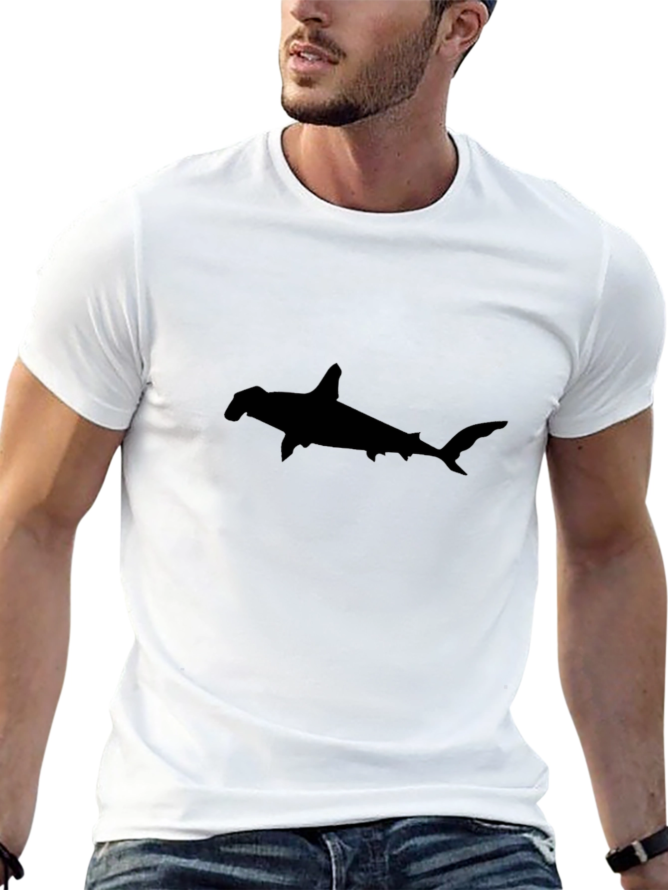 Hammerhead Shark Graphic Tee - Black Cotton T-Shirt