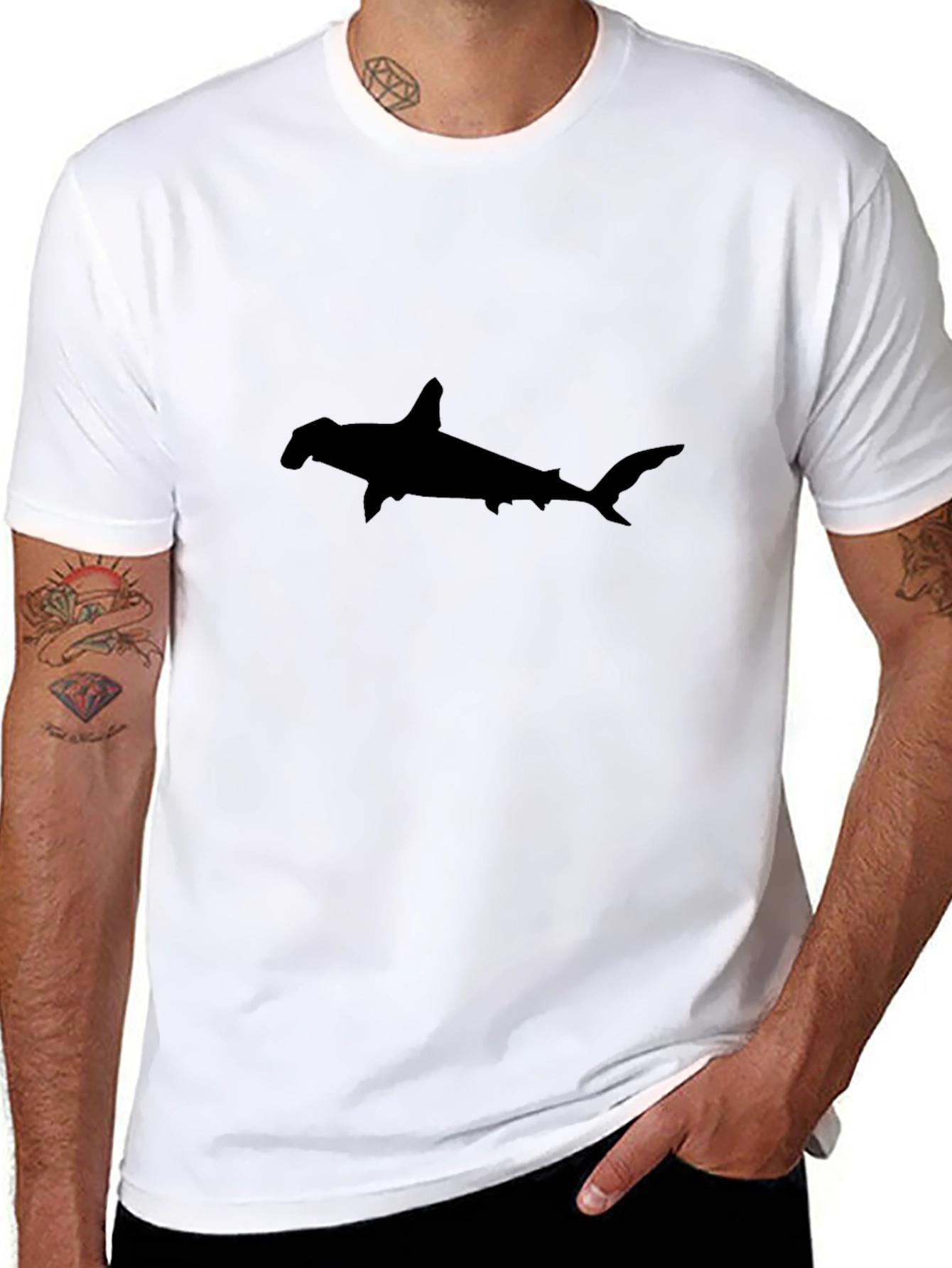 Hammerhead Shark Graphic Tee - Black Cotton T-Shirt