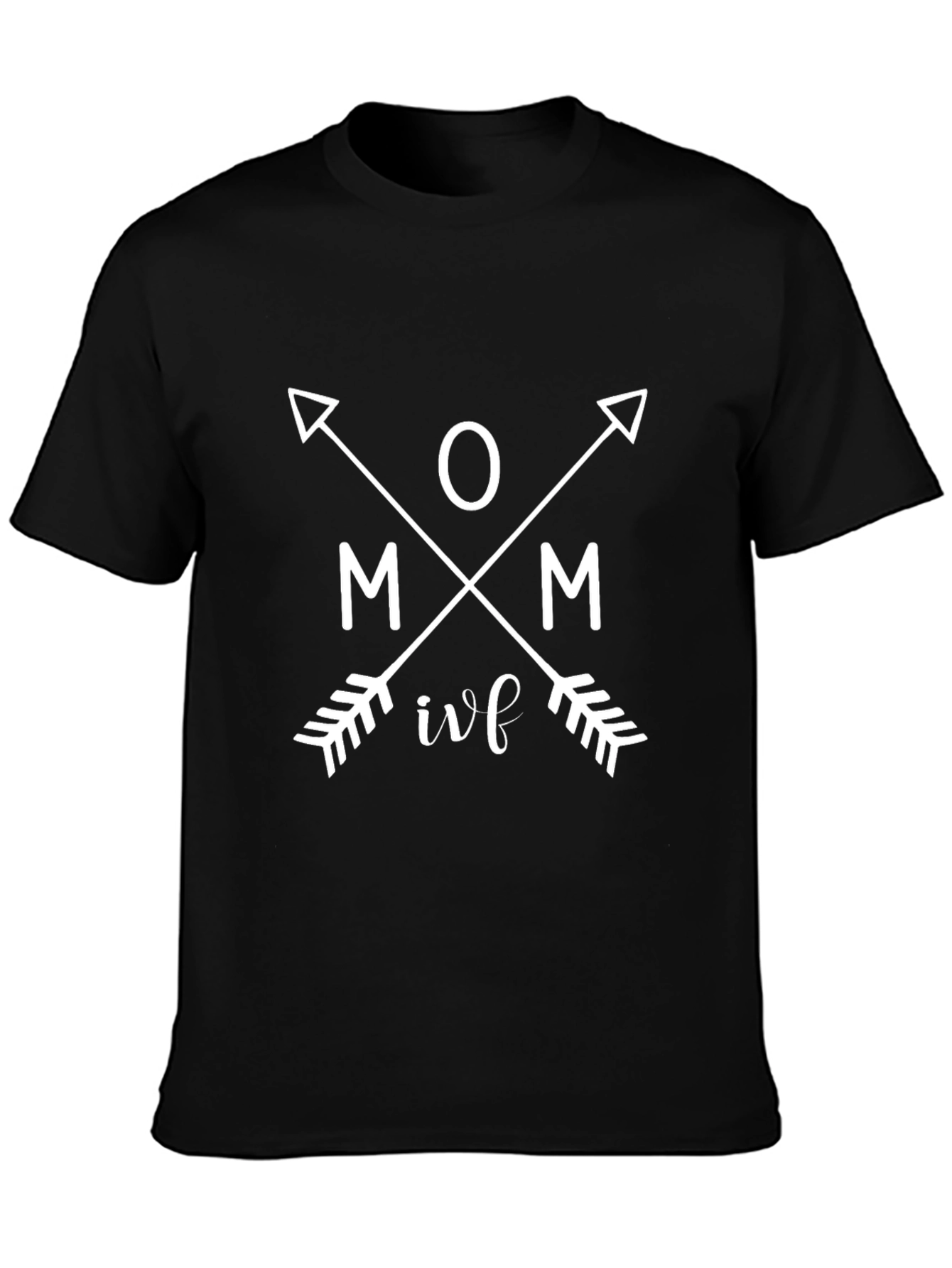 Mom IVF Arrow Graphic Tee - Black Cotton T-Shirt
