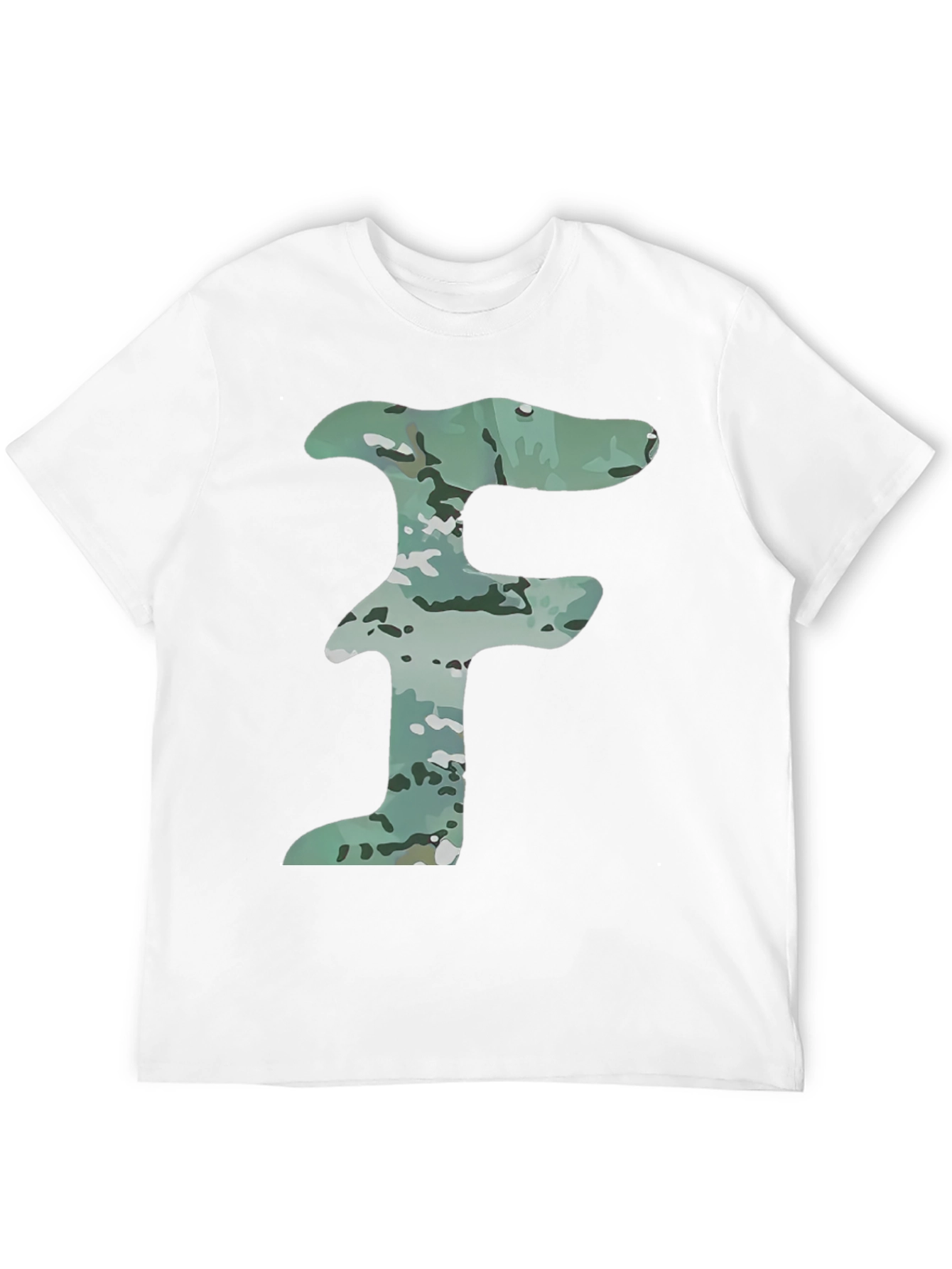 Camo Letter F Graphic Tee - Mens Black T-Shirt