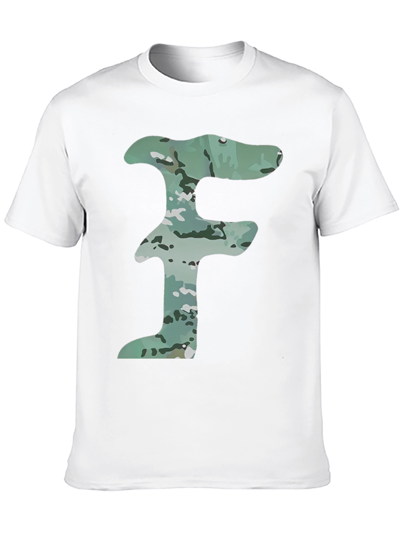 Camo Letter F Graphic Tee - Mens Black T-Shirt