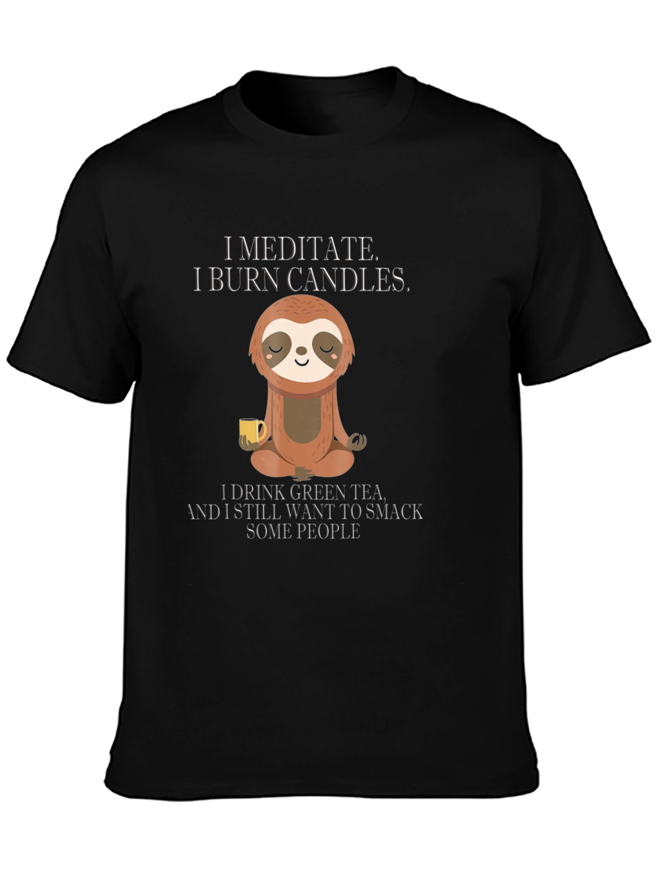 Meditating Sloth Graphic T-Shirt - Funny Relaxed Zen Tee