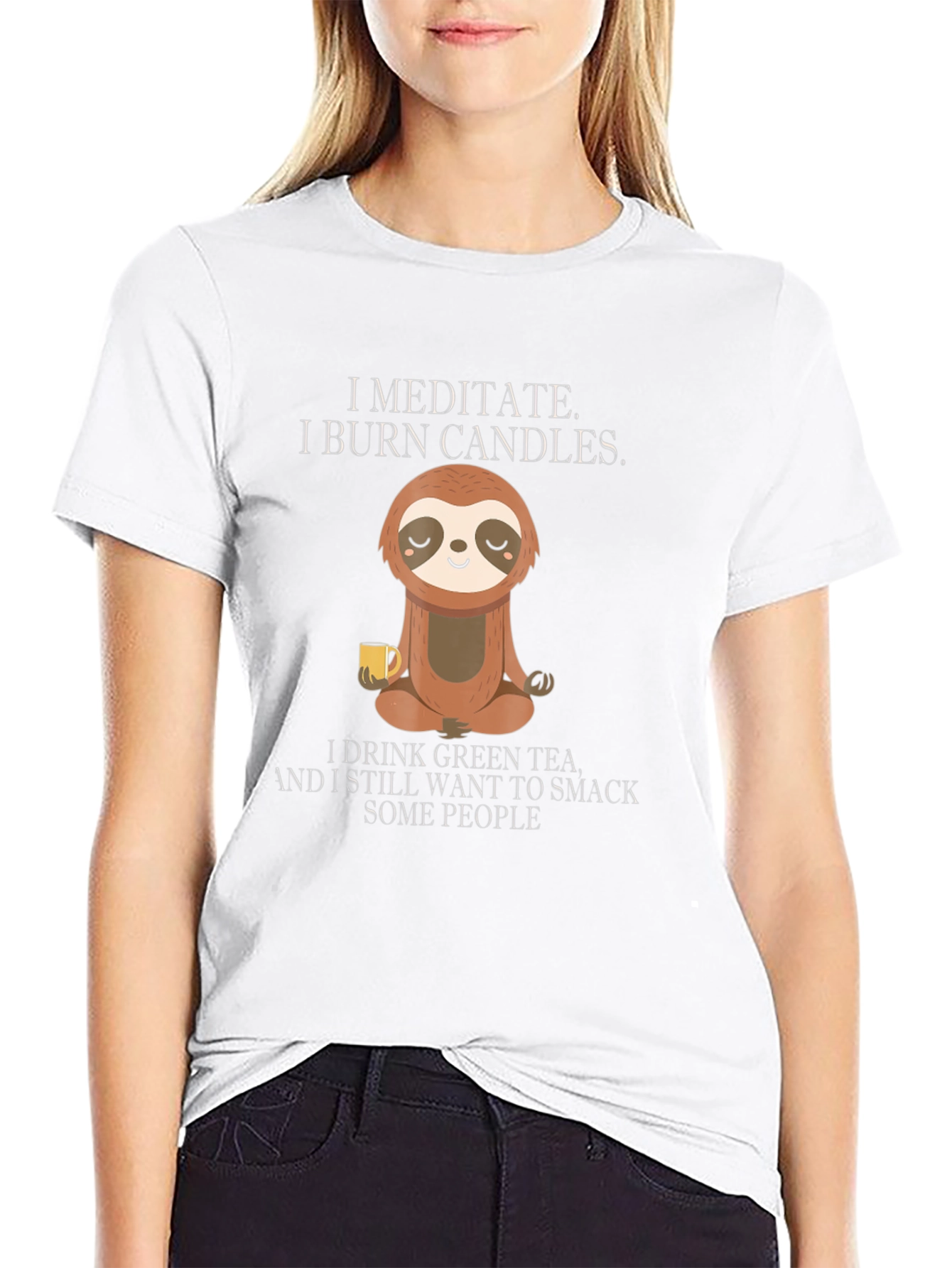 Meditating Sloth Graphic T-Shirt - Funny Relaxed Zen Tee