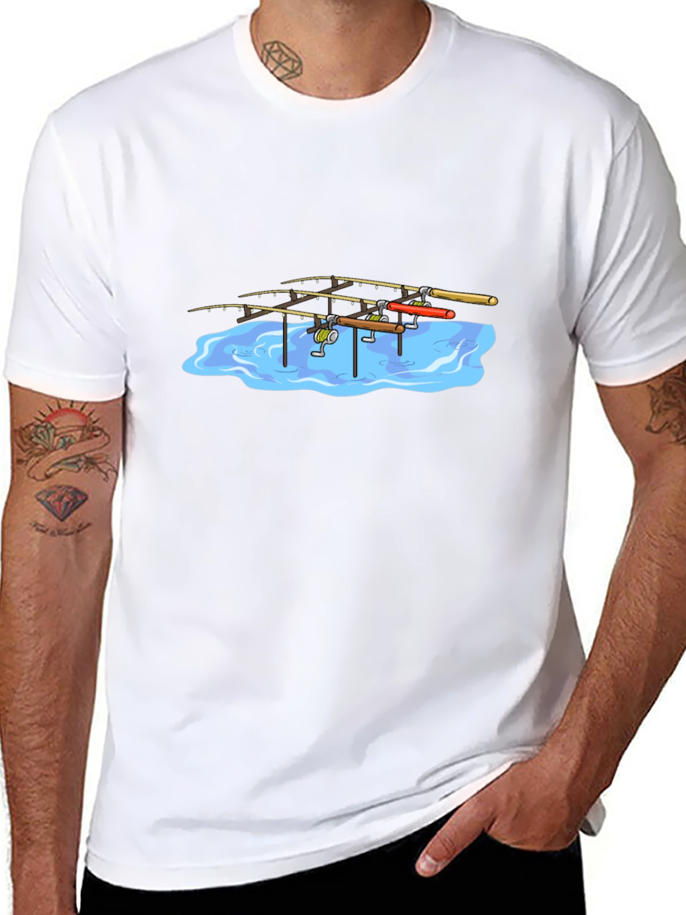 Fishing Rods Graphic Black T-Shirt