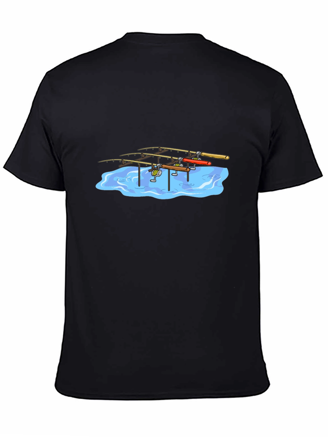 Fishing Rods Graphic Black T-Shirt