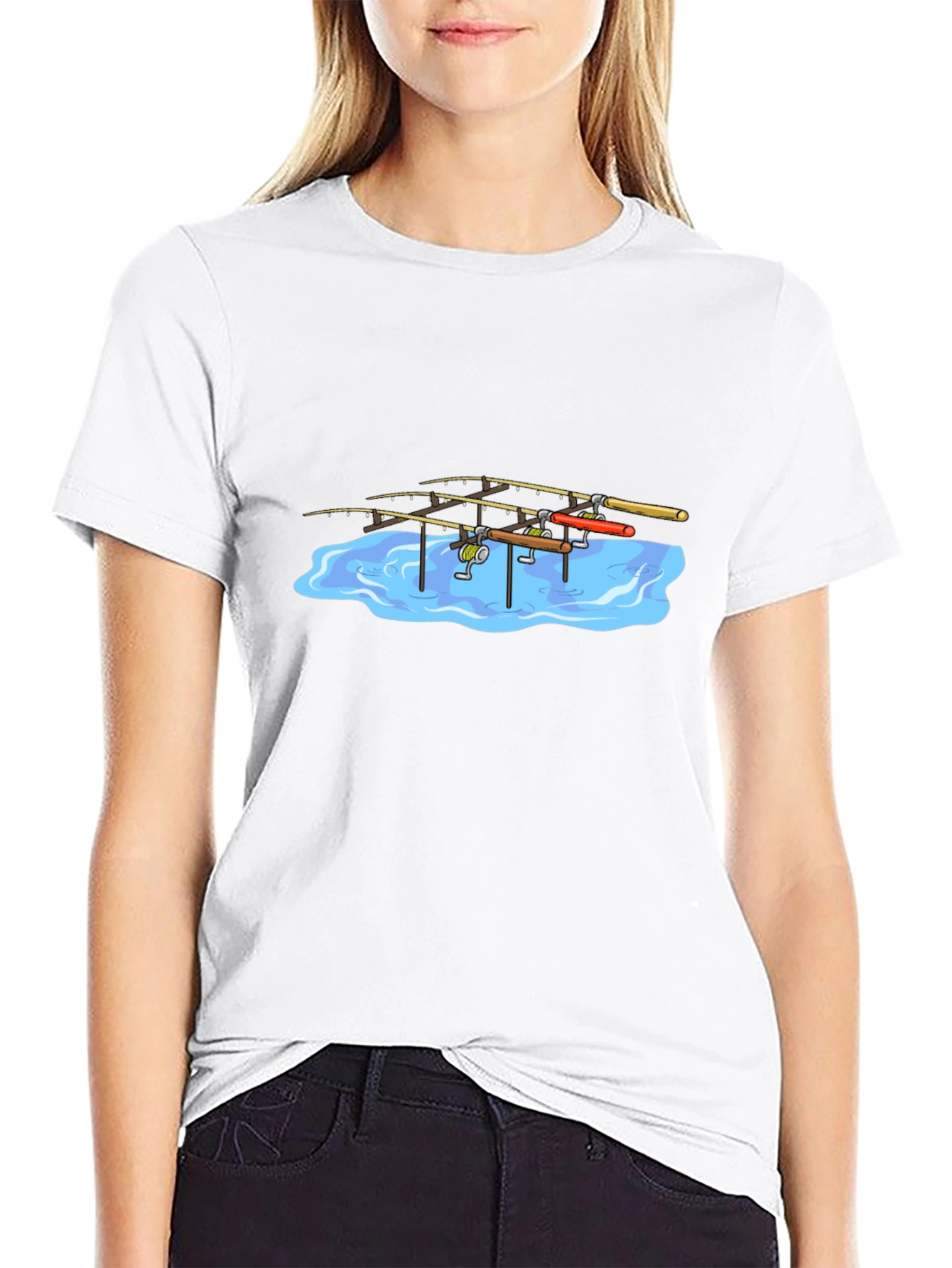 Fishing Rods Graphic Black T-Shirt