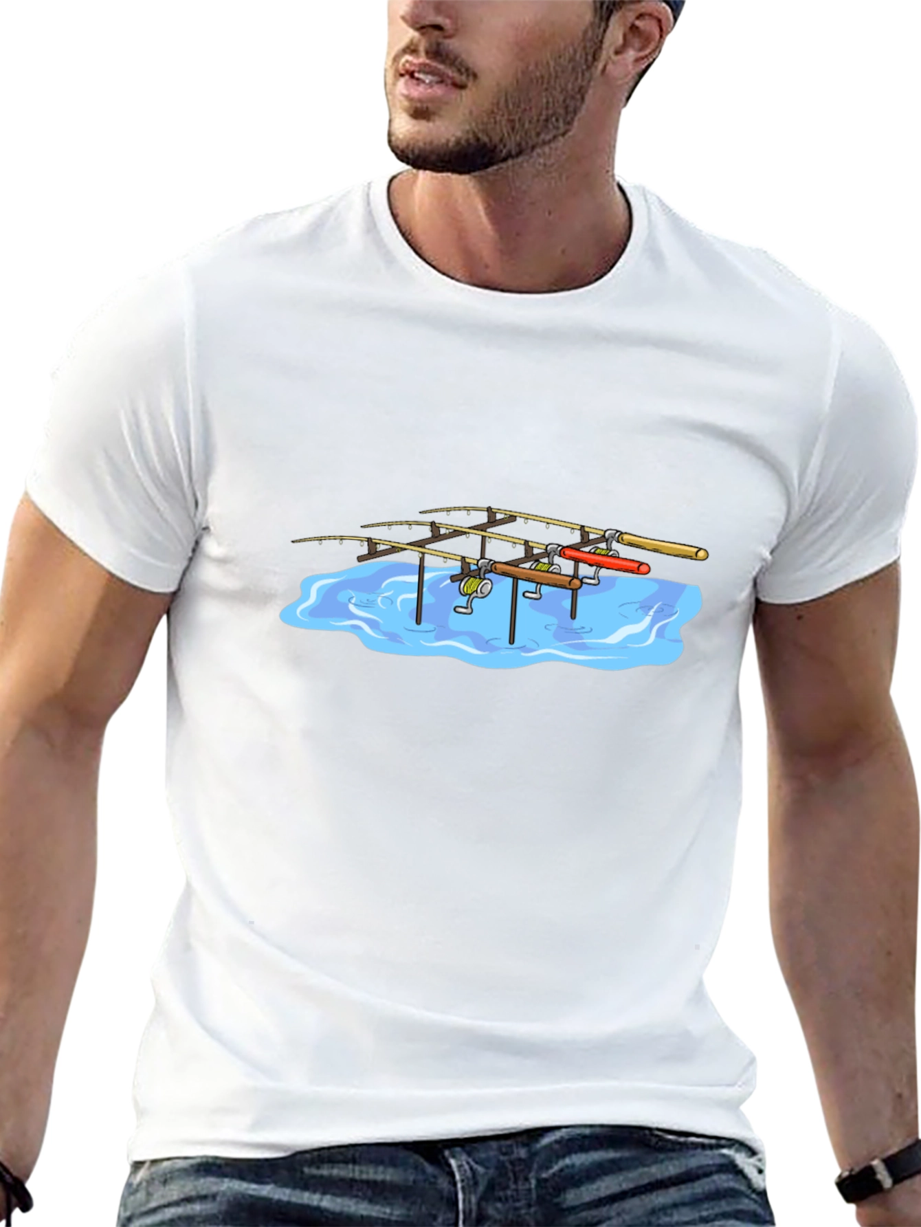 Fishing Rods Graphic Black T-Shirt