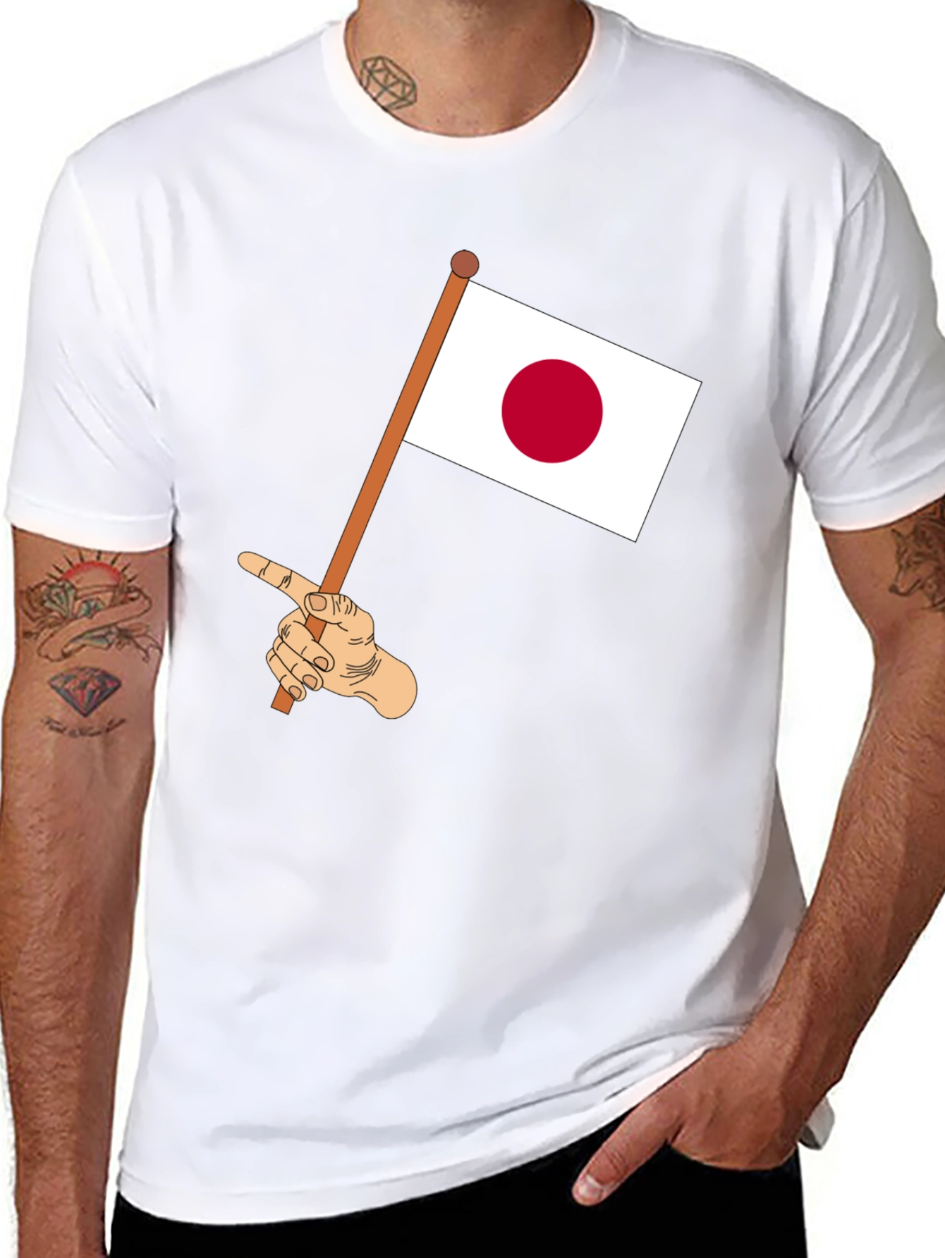 Japan Flag Waving Tee - Unique Graphic T-Shirt
