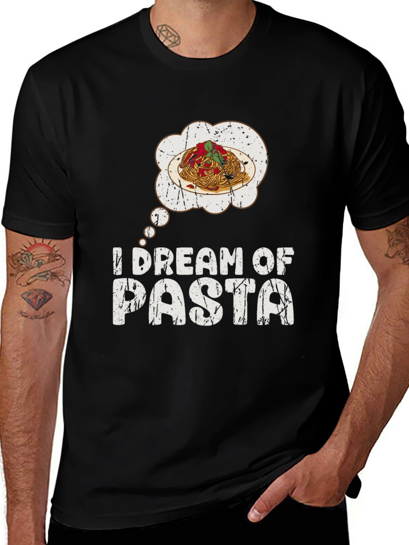 I Dream of Pasta Black Graphic T-Shirt