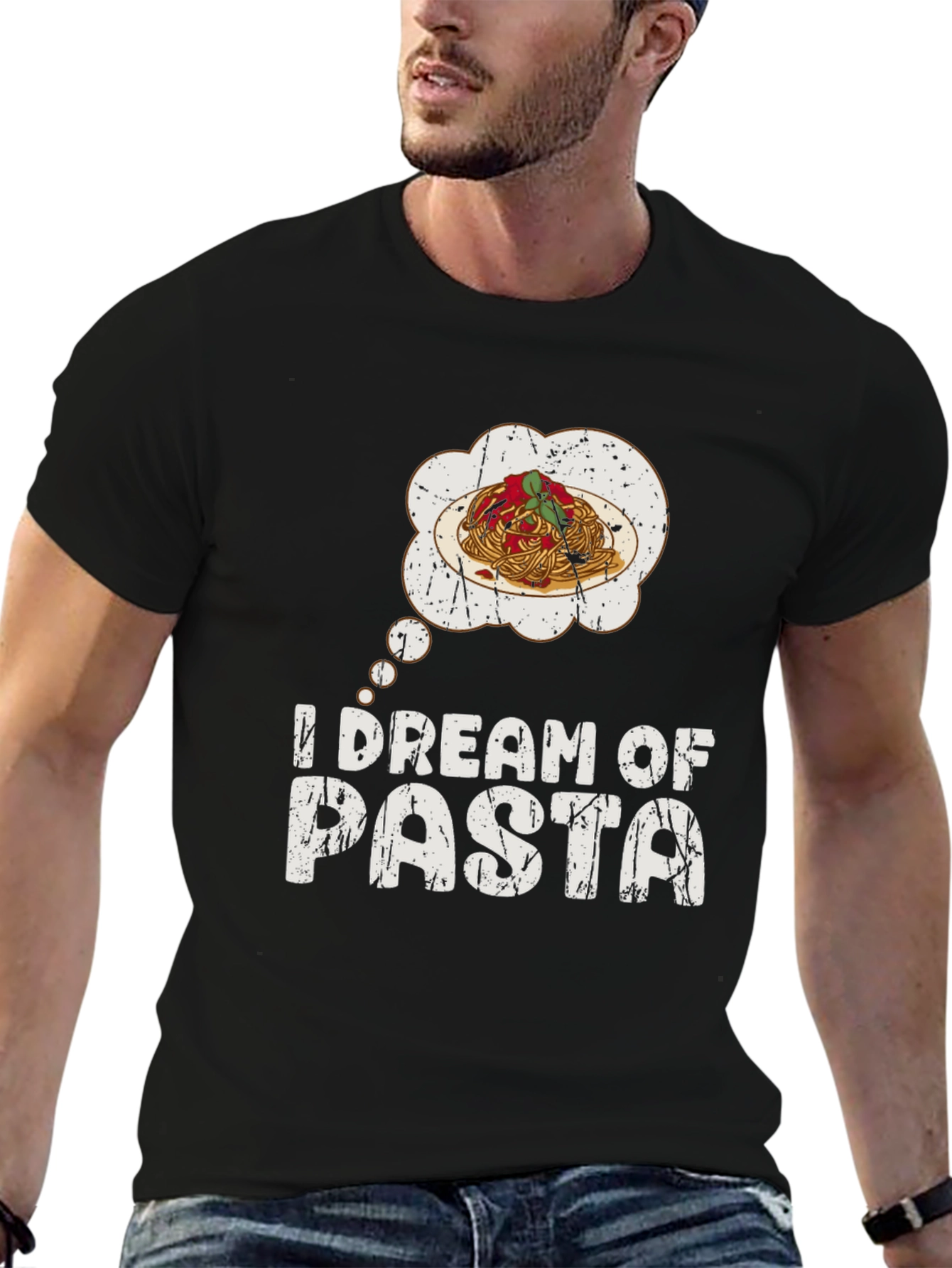 I Dream of Pasta Black Graphic T-Shirt