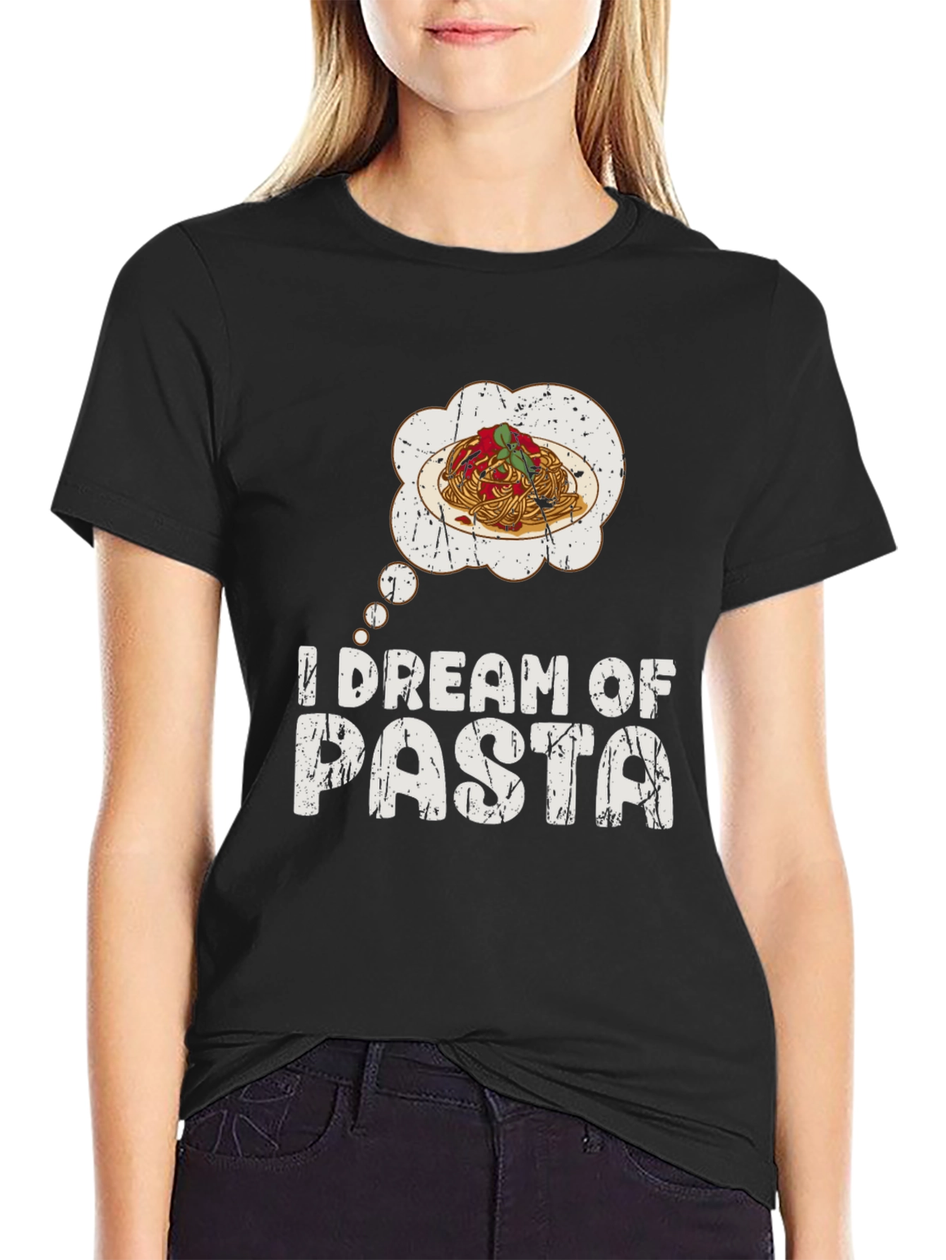 I Dream of Pasta Black Graphic T-Shirt