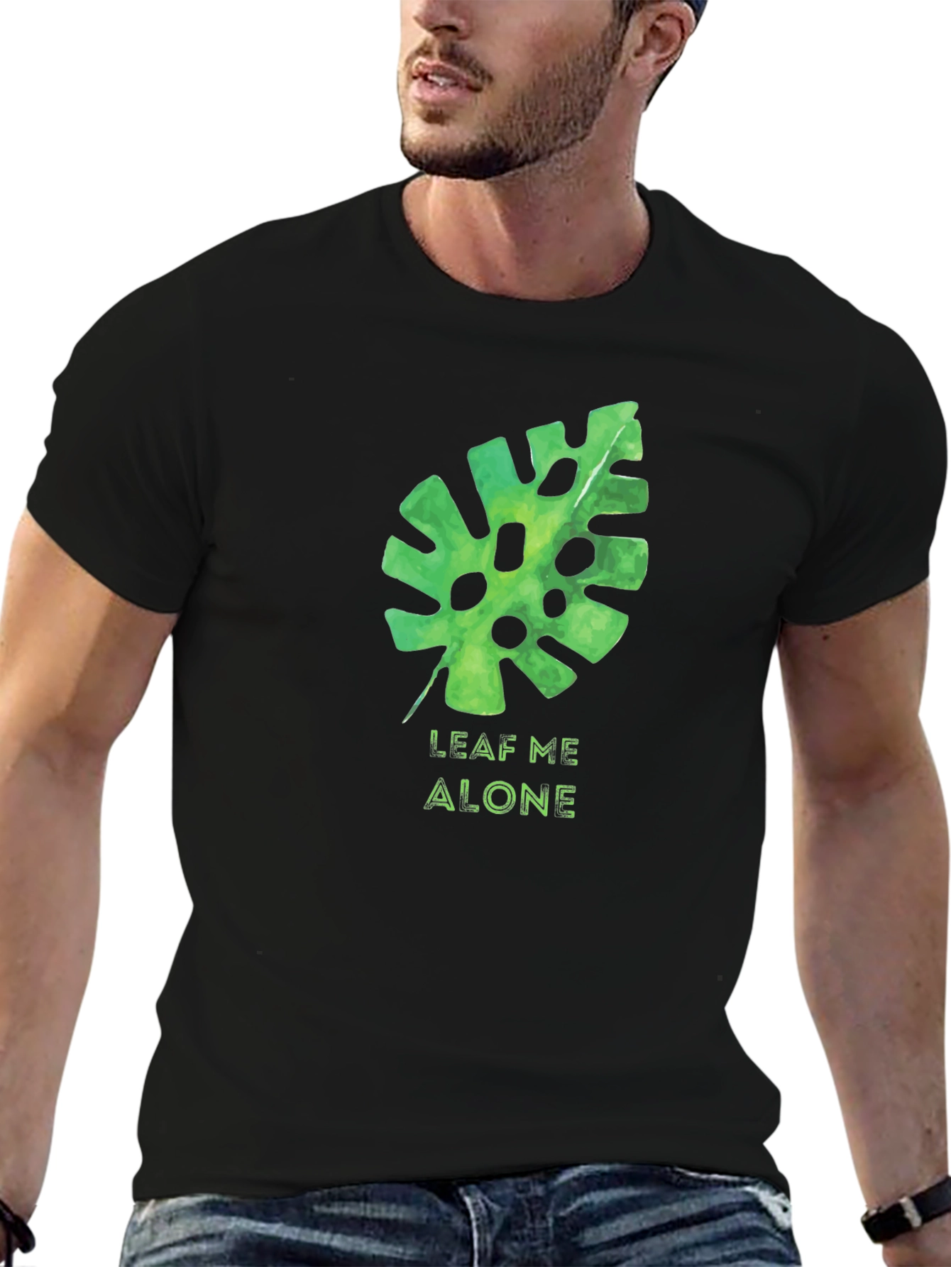 Leaf Me Alone Black Graphic Tee