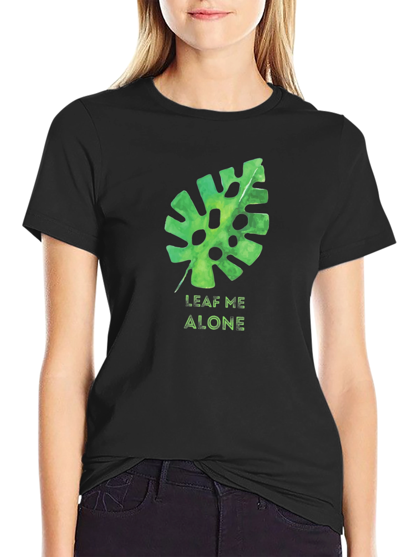 Leaf Me Alone Black Graphic Tee