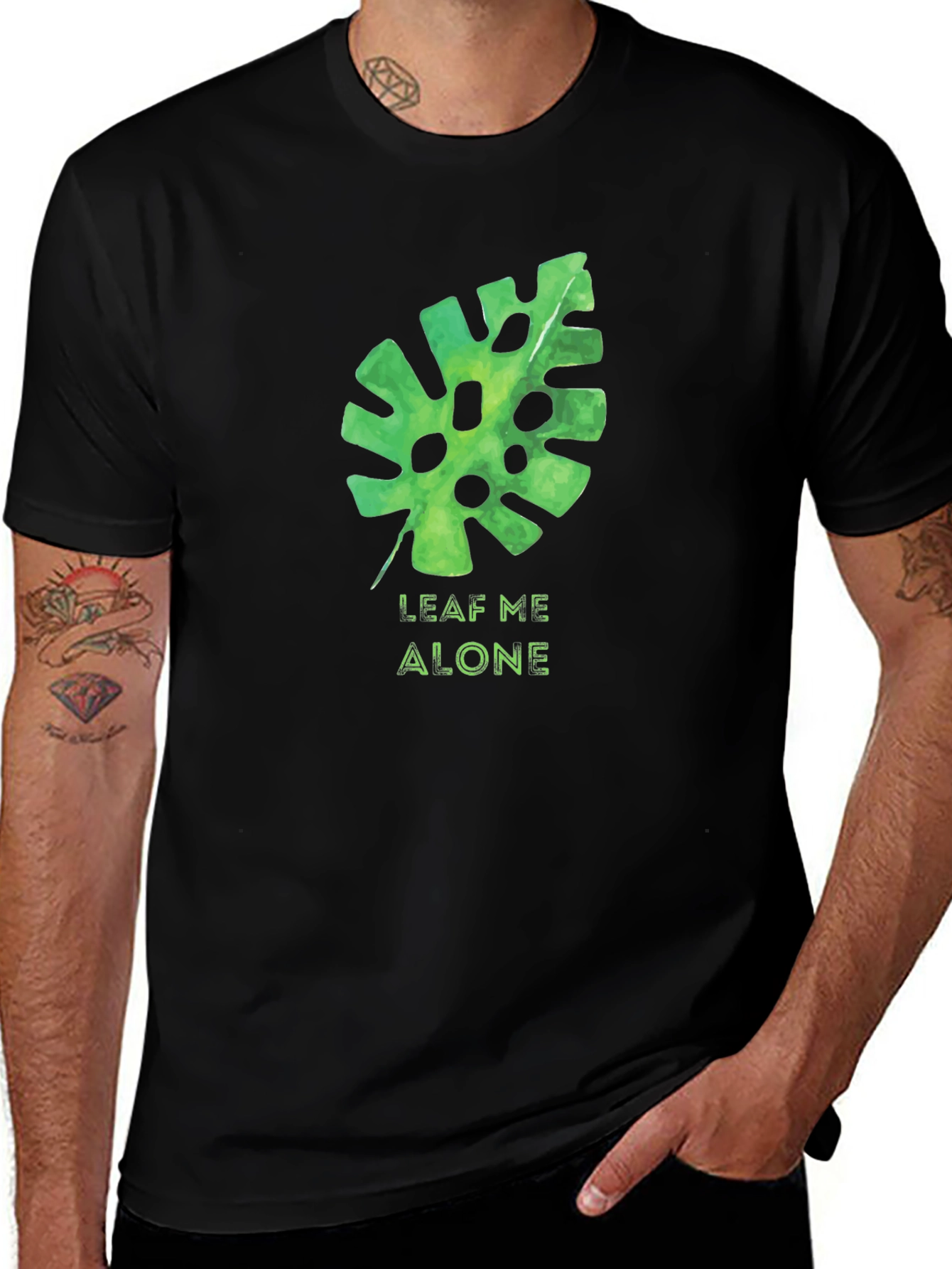 Leaf Me Alone Black Graphic Tee
