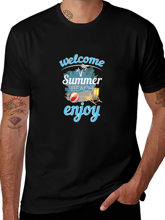 Summer Beach T-Shirt - Welcome & Enjoy Vacation Vibes