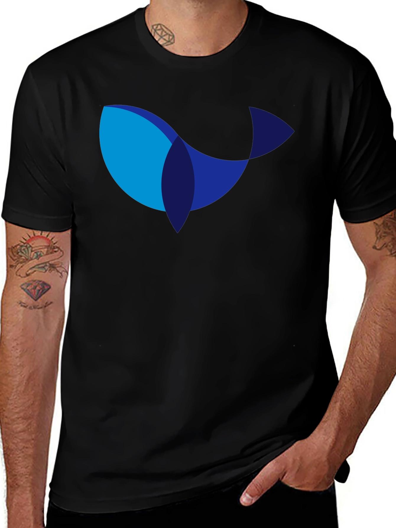 Modern Whale Graphic Black T-Shirt