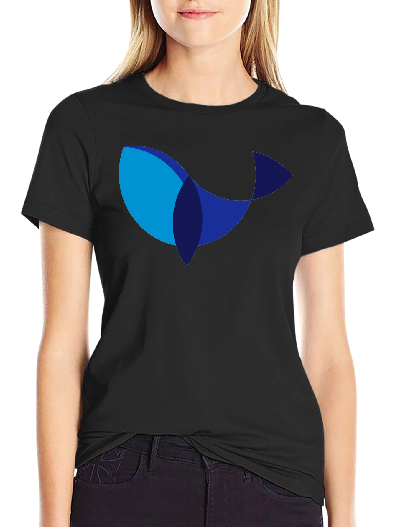 Modern Whale Graphic Black T-Shirt