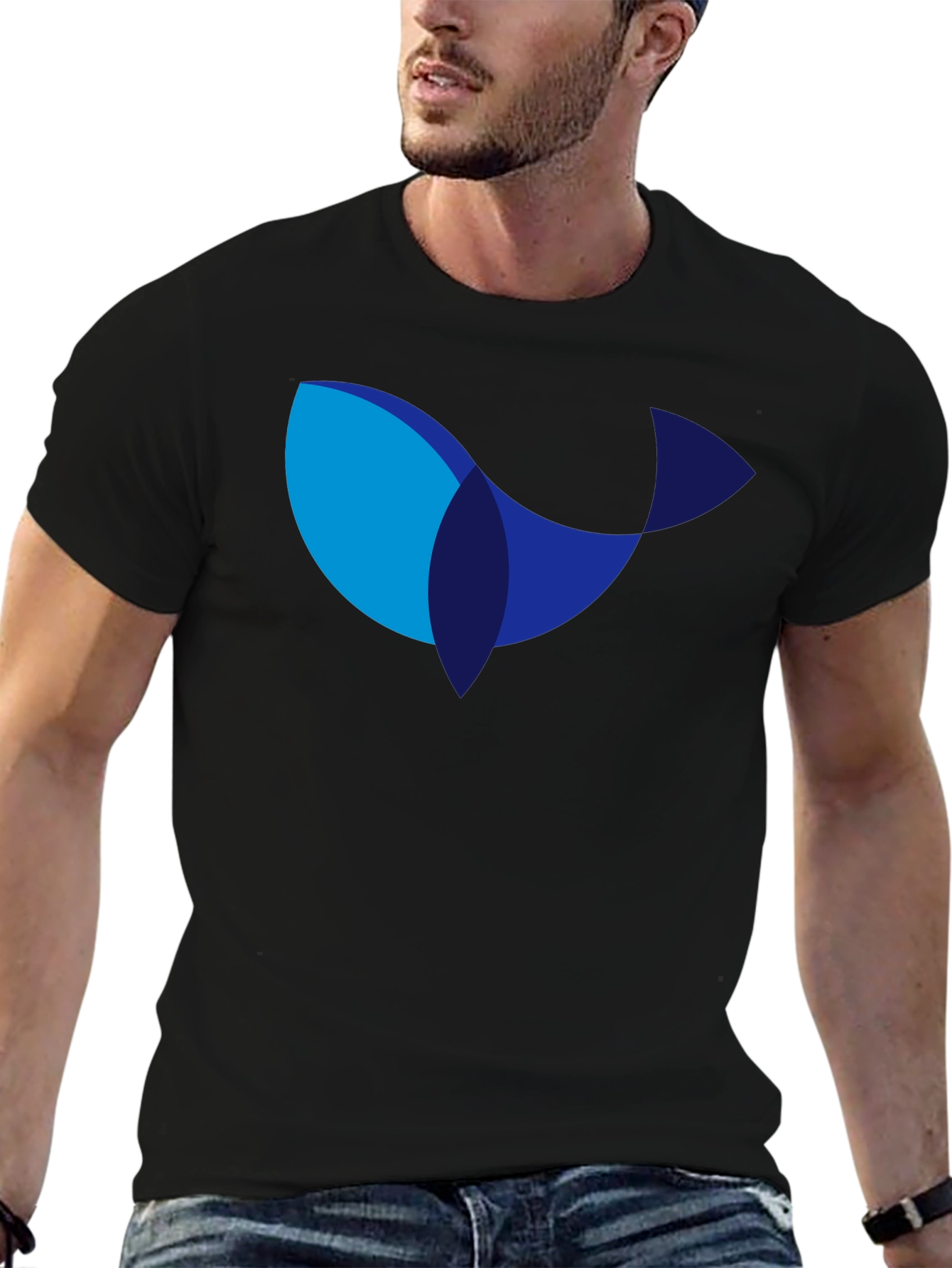 Modern Whale Graphic Black T-Shirt