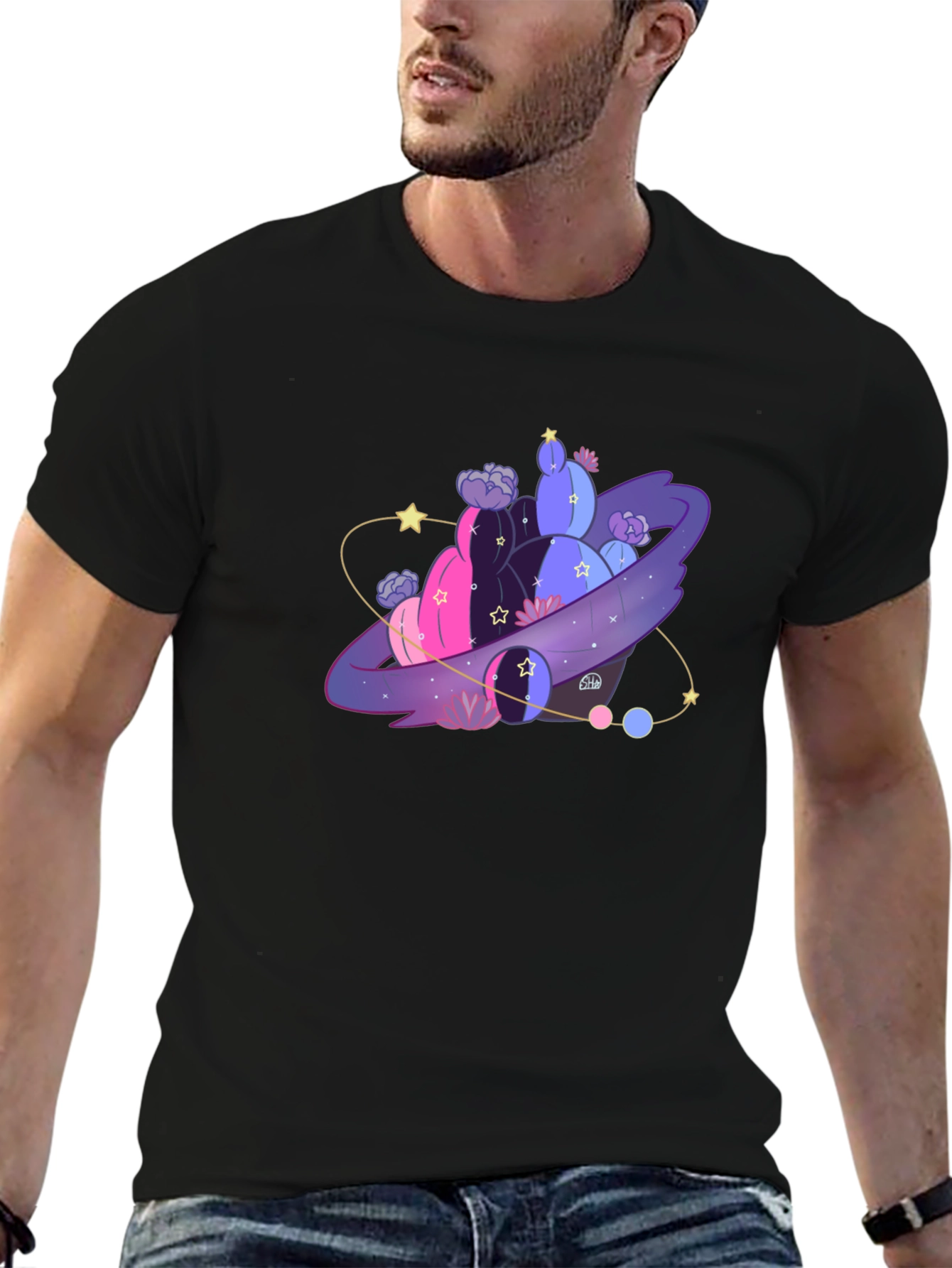 Galaxy Cactus T-Shirt - Unique Graphic Tee