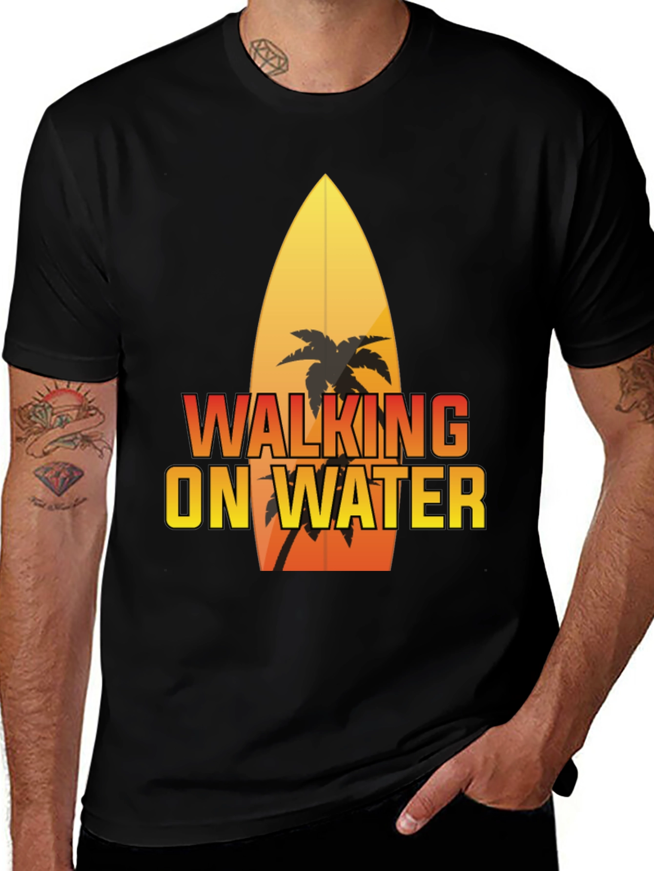 Walking on Water Surfboard Graphic Tee