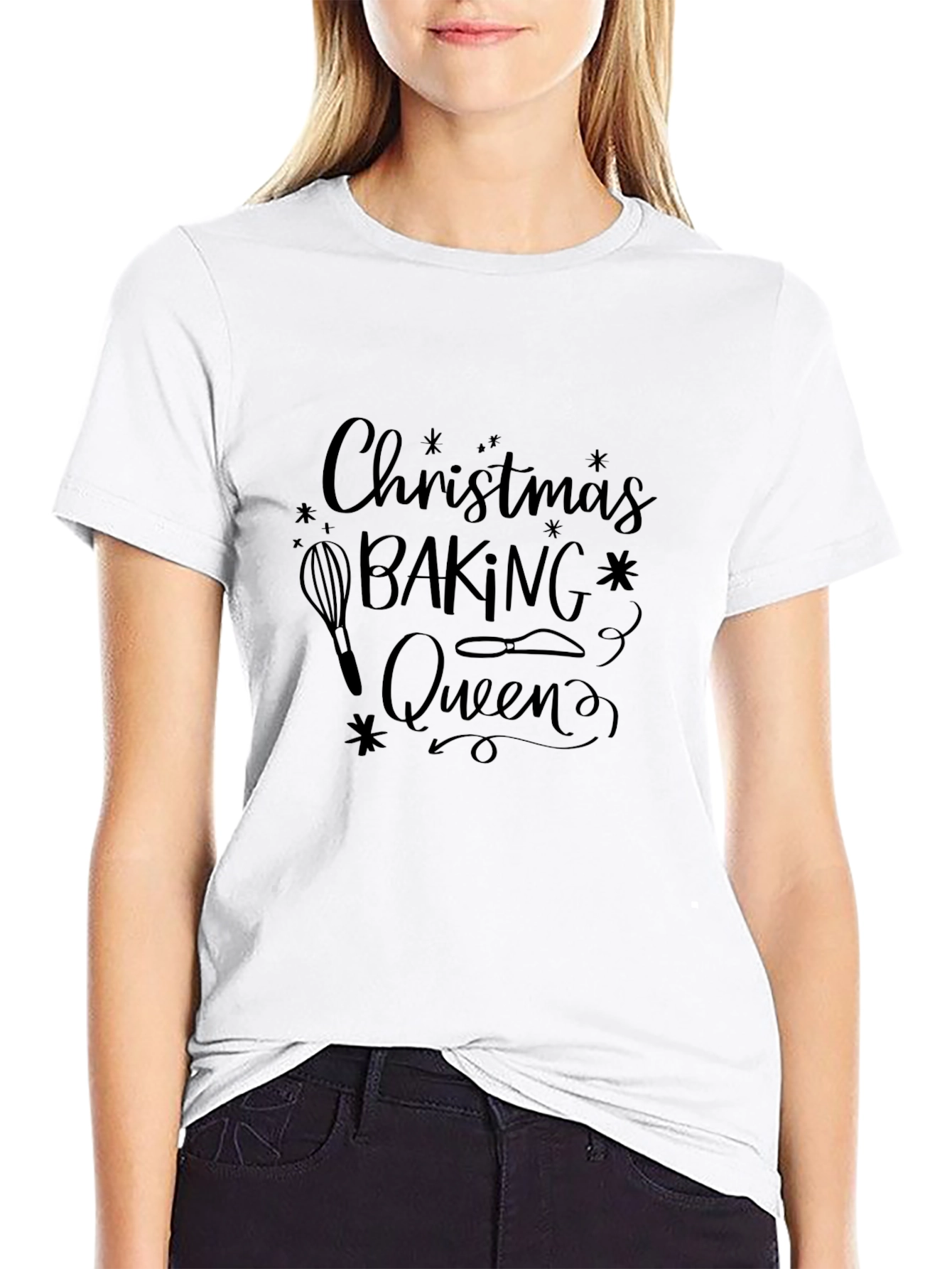 Christmas Baking Queen Black T-Shirt