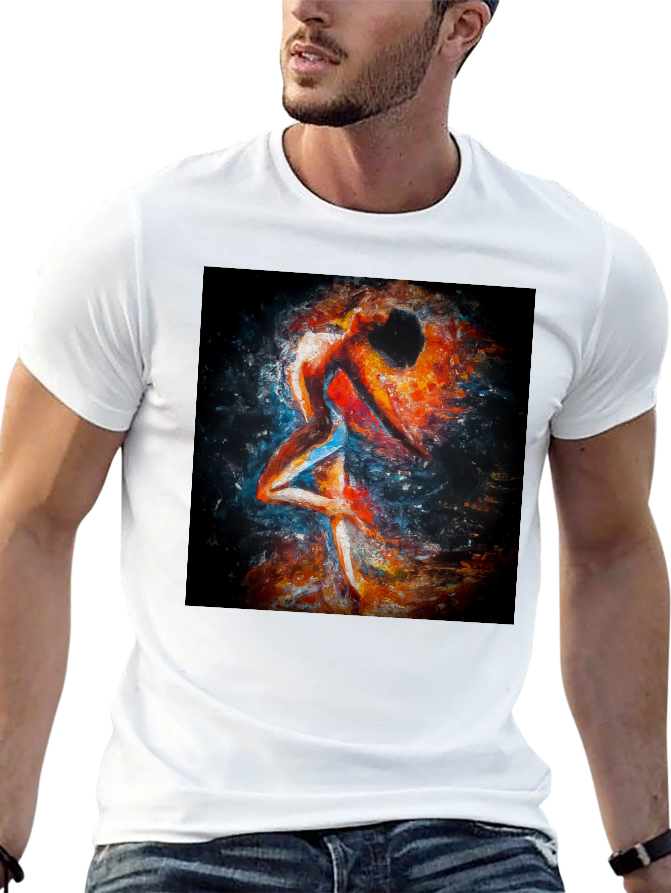 Abstract Couple Dance Black T-Shirt