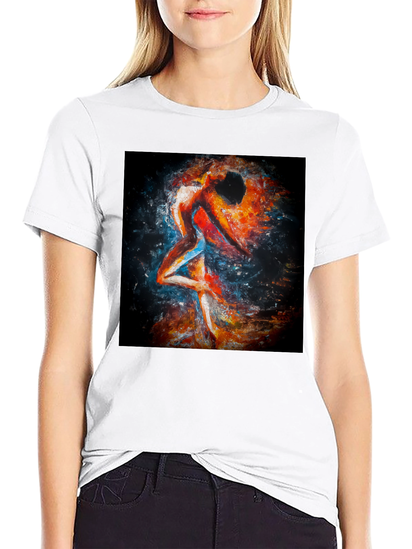 Abstract Couple Dance Black T-Shirt