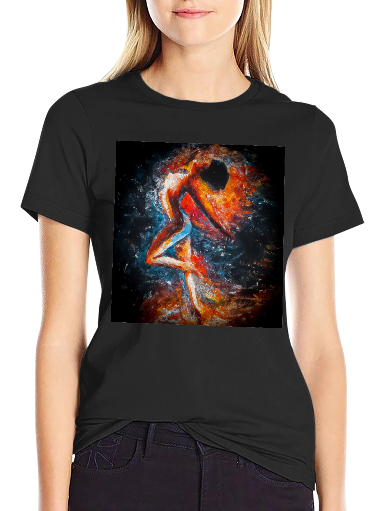 Abstract Couple Dance Black T-Shirt