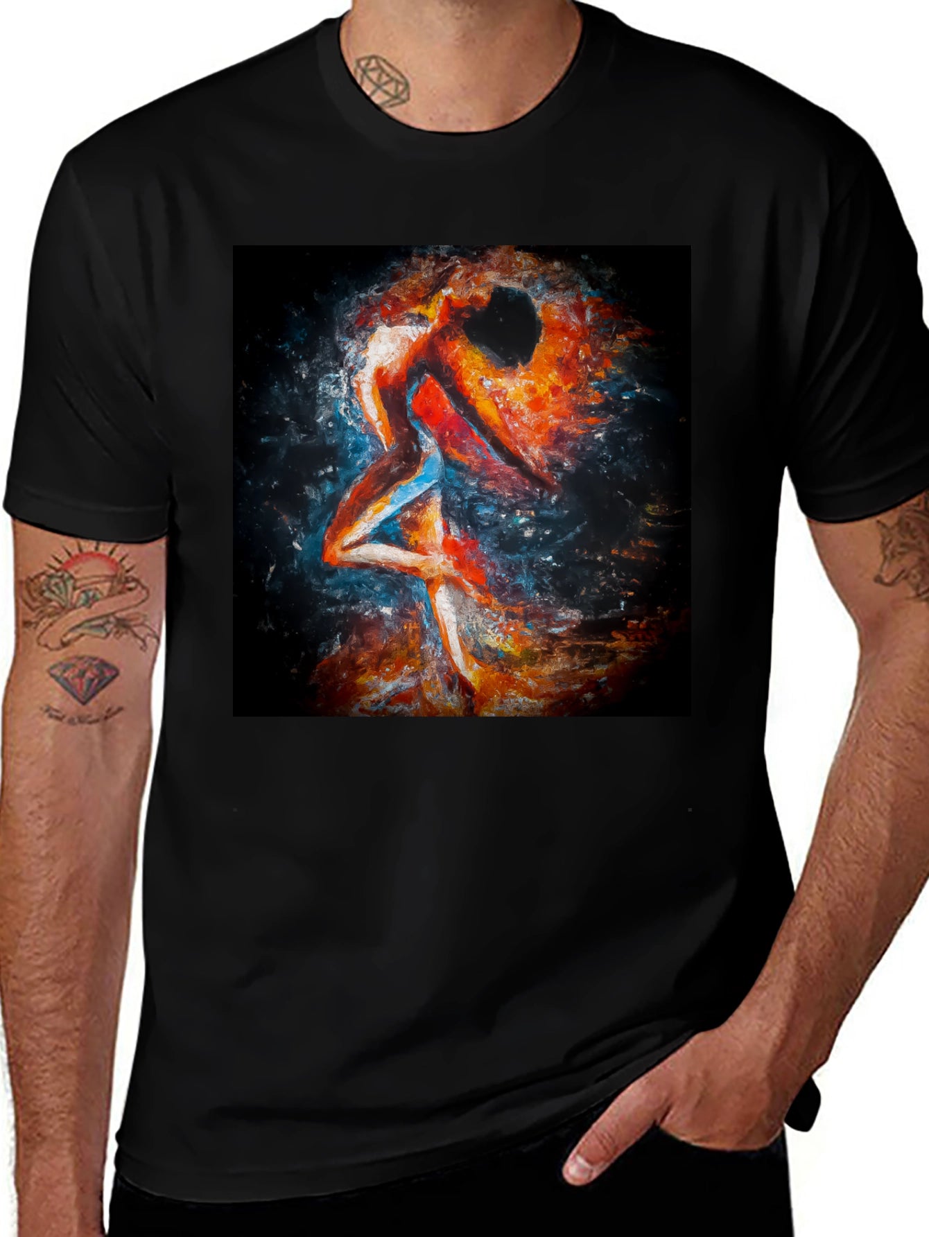 Abstract Couple Dance Black T-Shirt