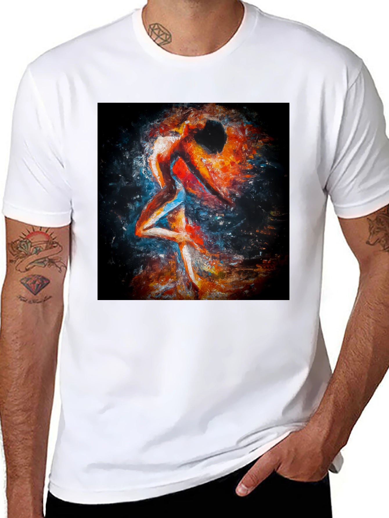 Abstract Couple Dance Black T-Shirt