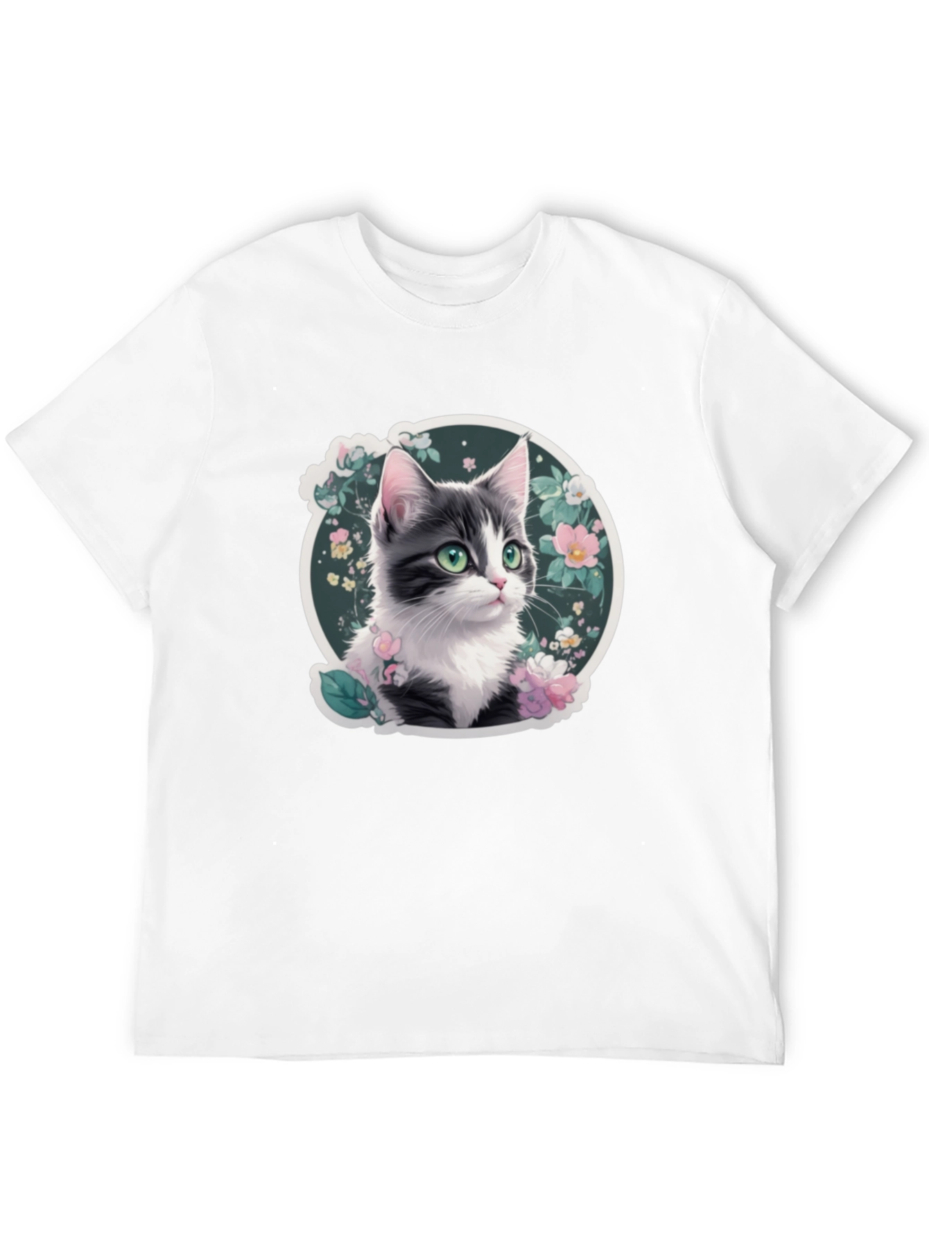 Floral Cat T-Shirt: Cute Kitten Design