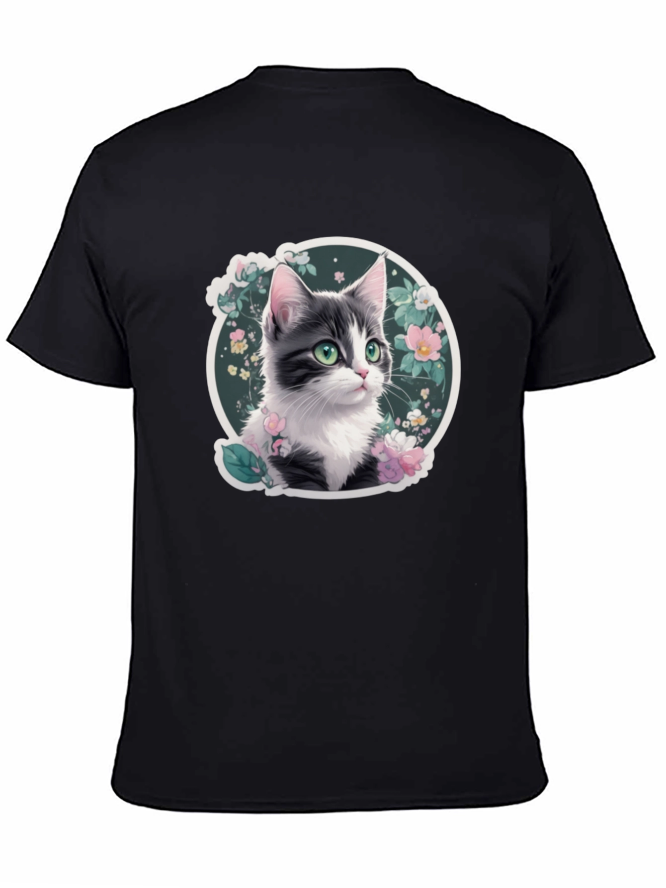 Floral Cat T-Shirt: Cute Kitten Design
