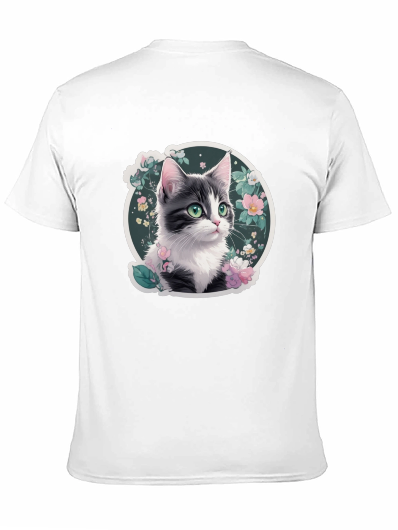 Floral Cat T-Shirt: Cute Kitten Design