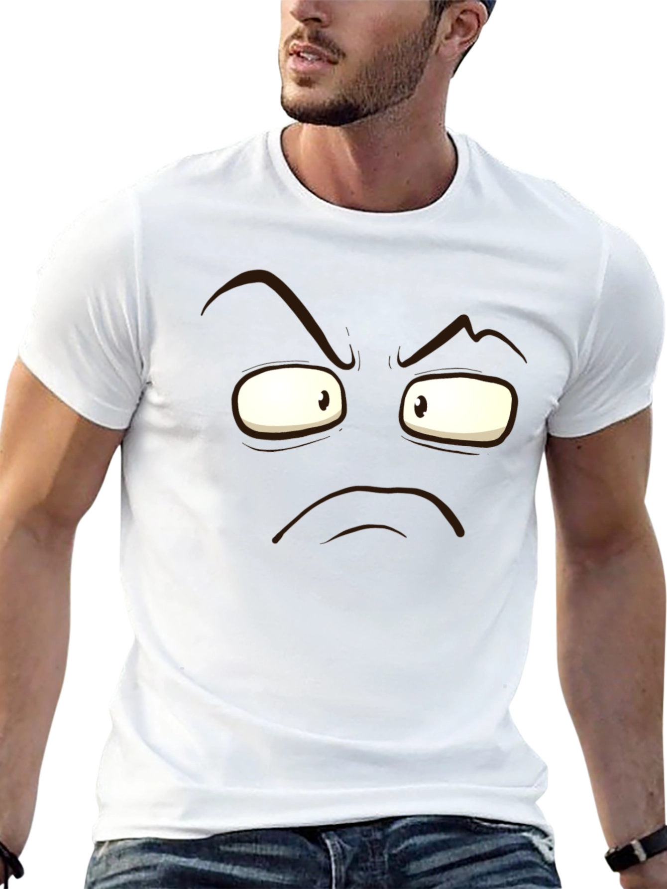 Grumpy Face Graphic Black T-Shirt