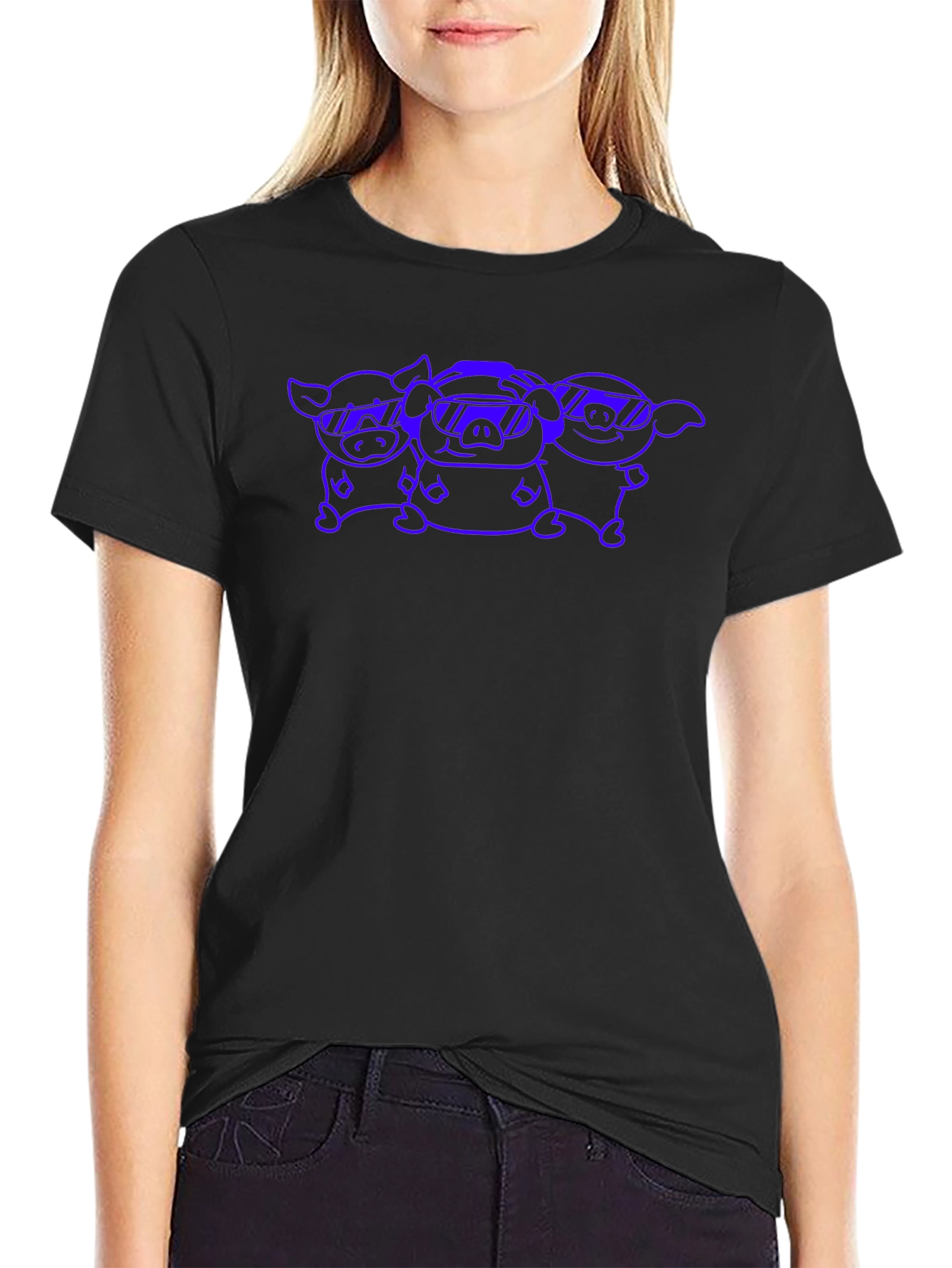 Cool Pig Gang Graphic Tee - Black Cotton T-Shirt