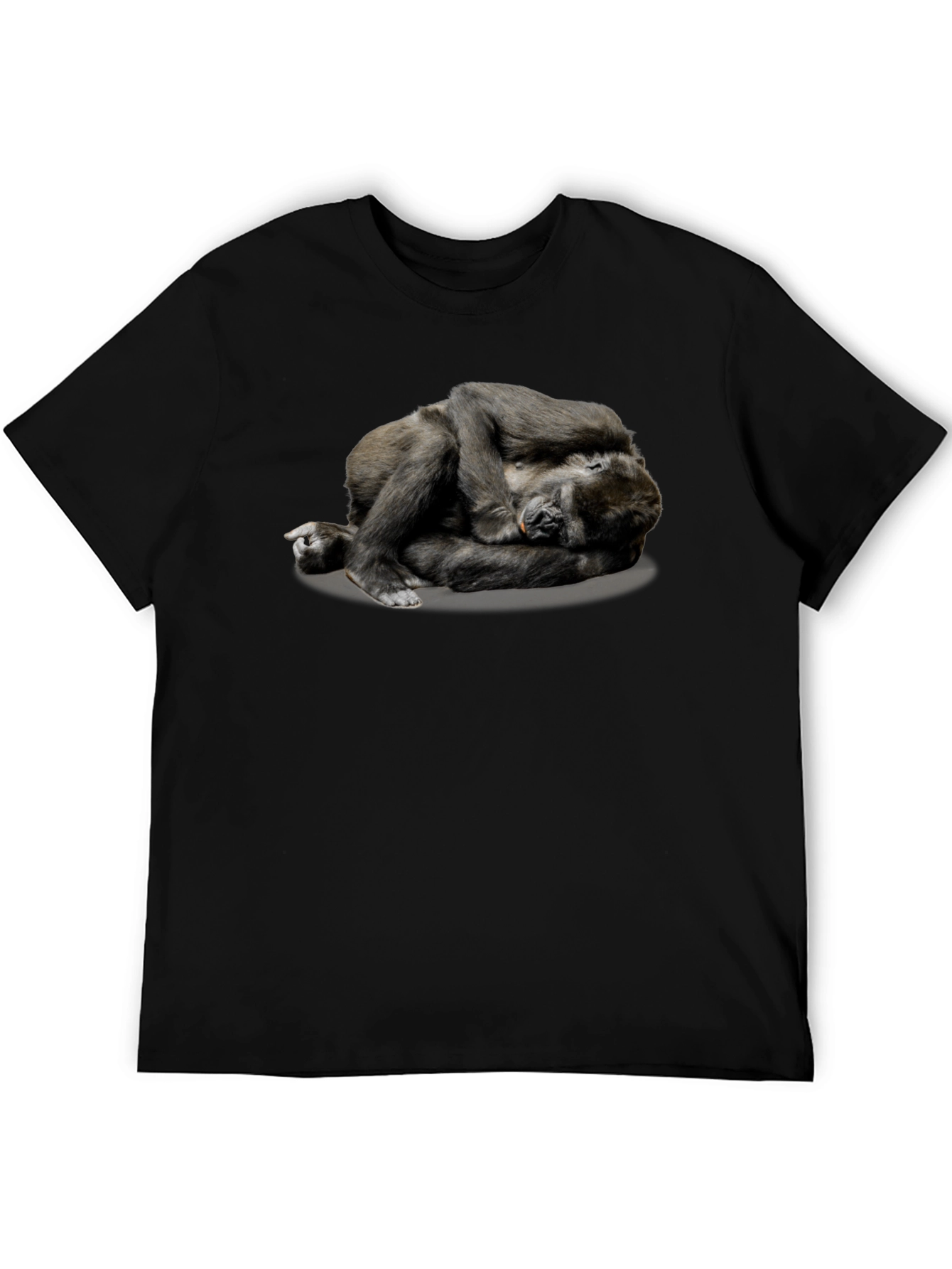 Gorilla Napping T-Shirt - Black Casual Comfort