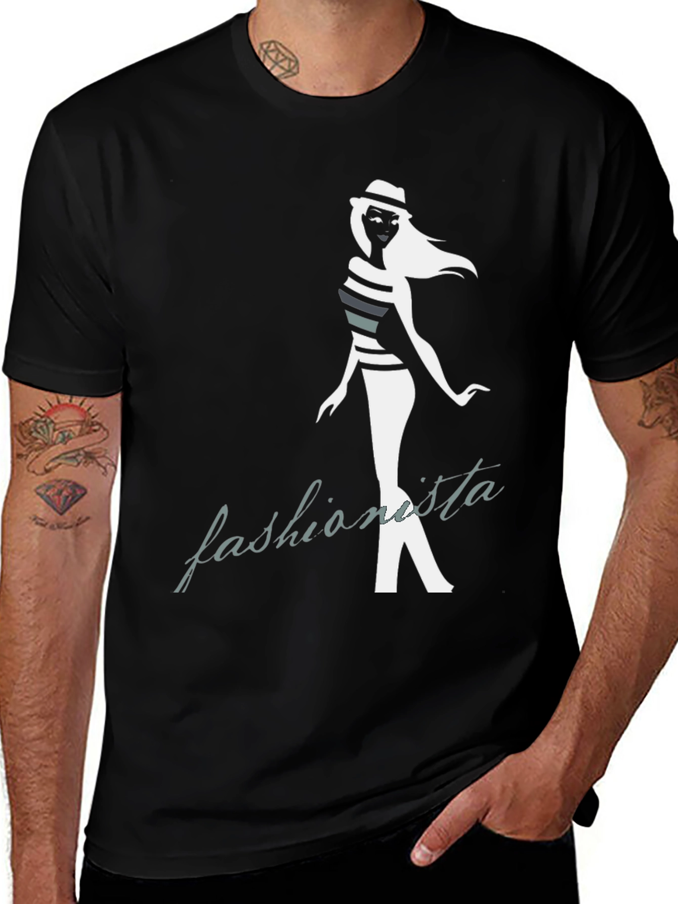 Fashionista Graphic Black T-Shirt