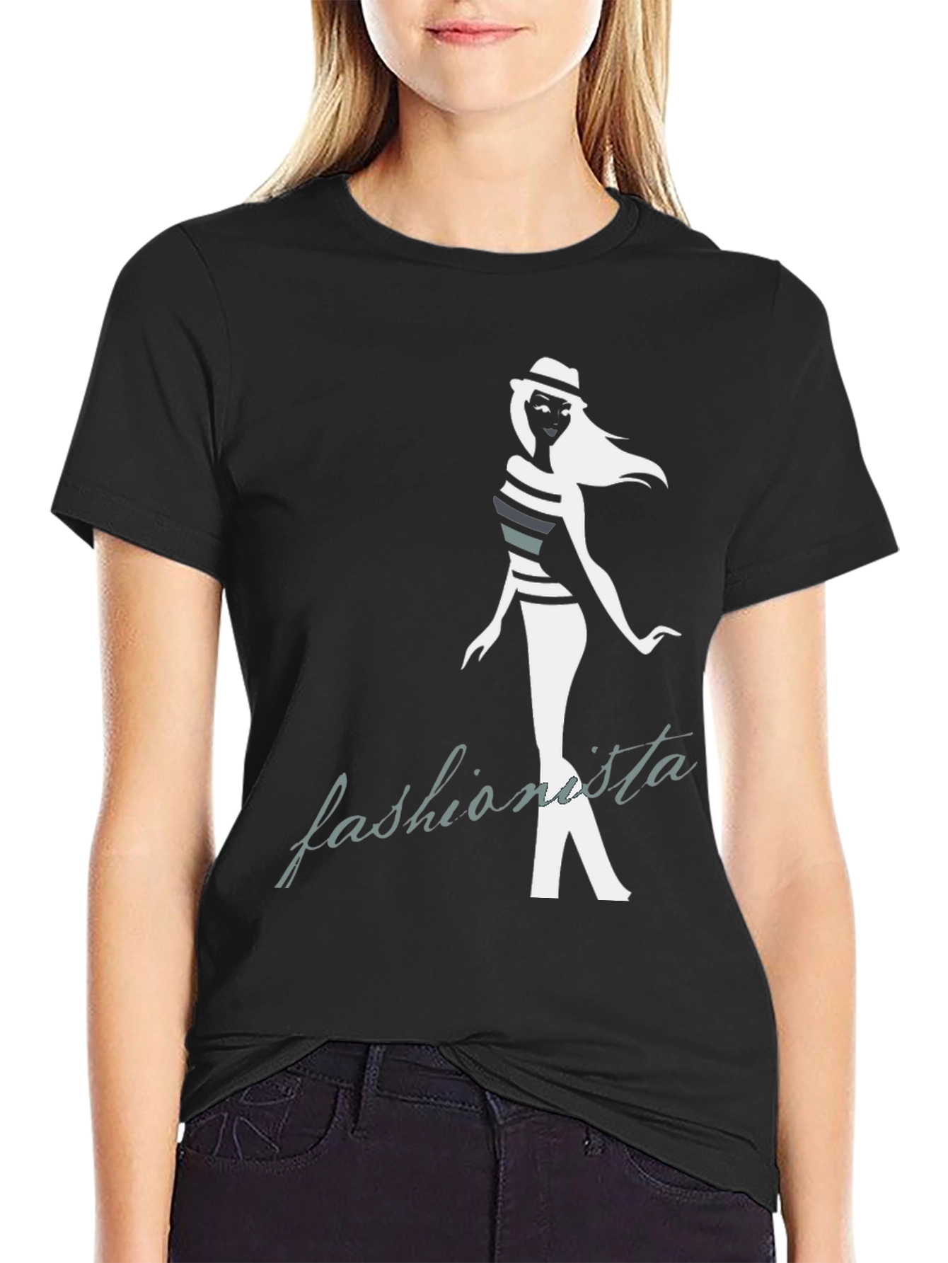 Fashionista Graphic Black T-Shirt