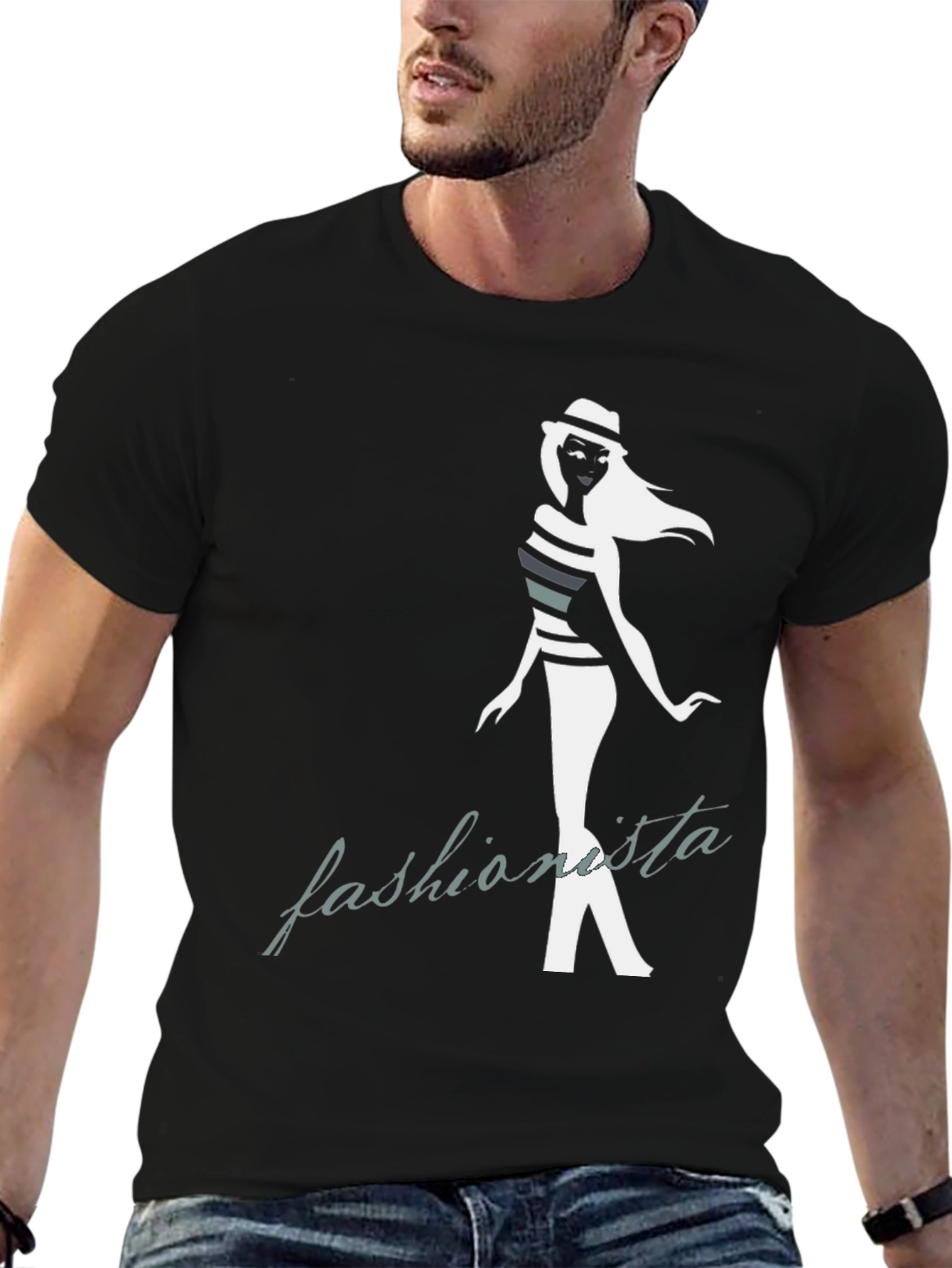 Fashionista Graphic Black T-Shirt