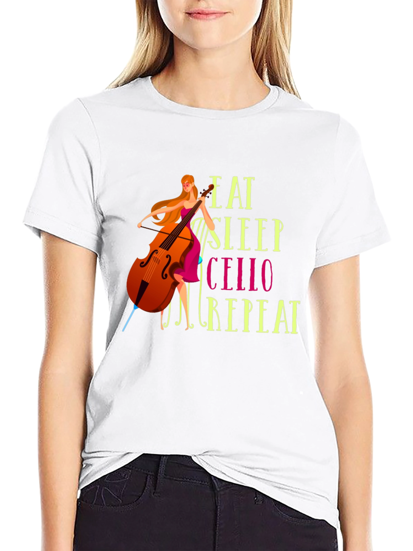 Eat Sleep Cello Repeat Graphic T-Shirt