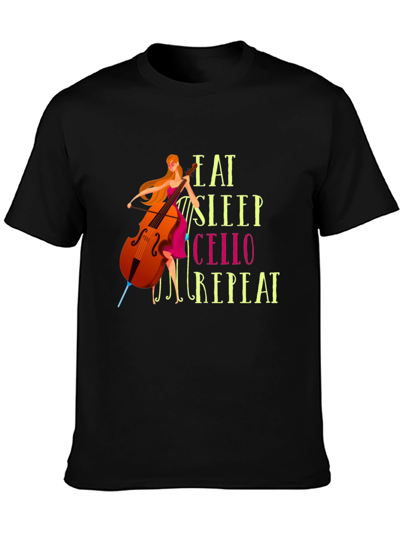 Eat Sleep Cello Repeat Graphic T-Shirt