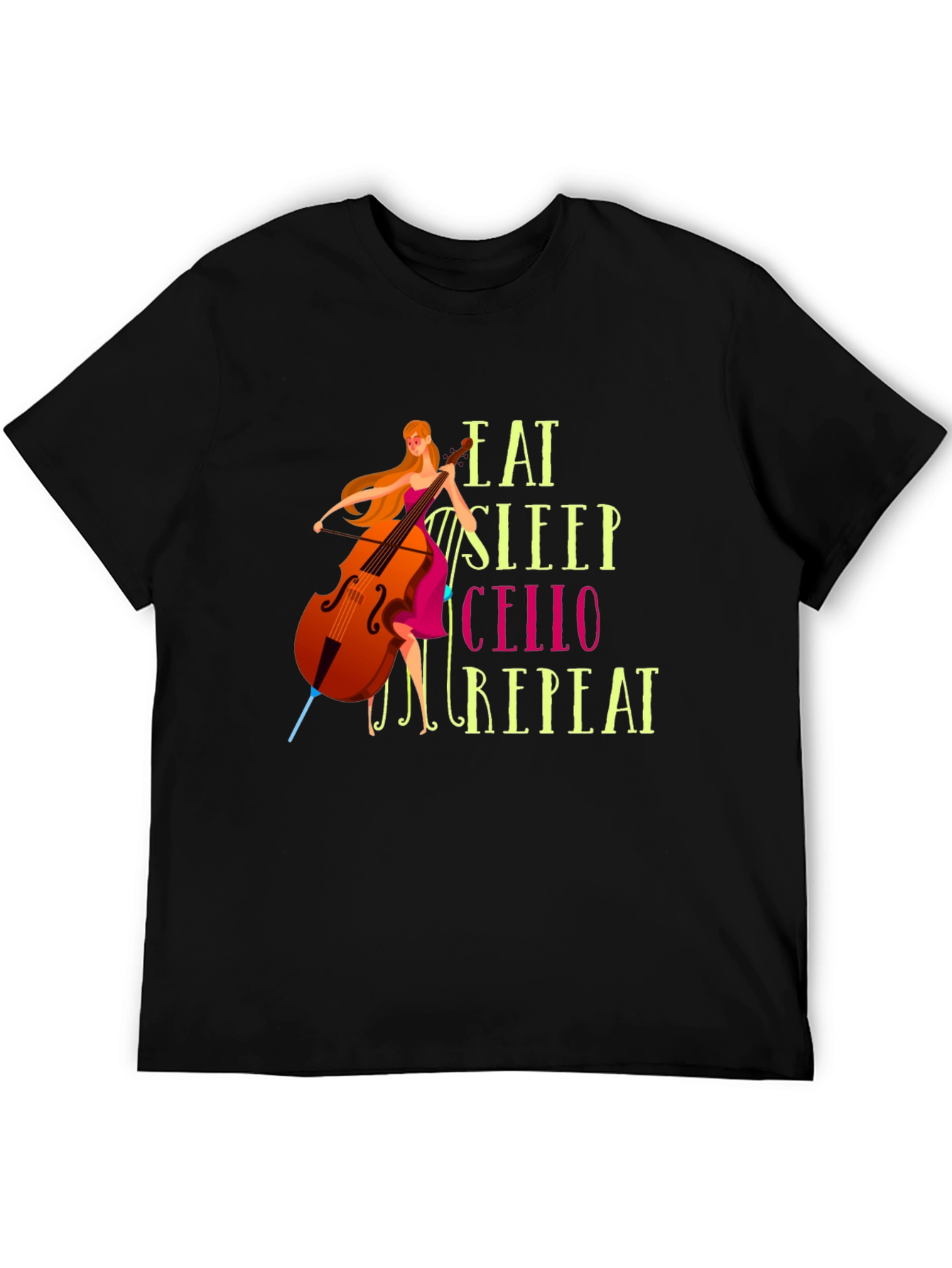 Eat Sleep Cello Repeat Graphic T-Shirt