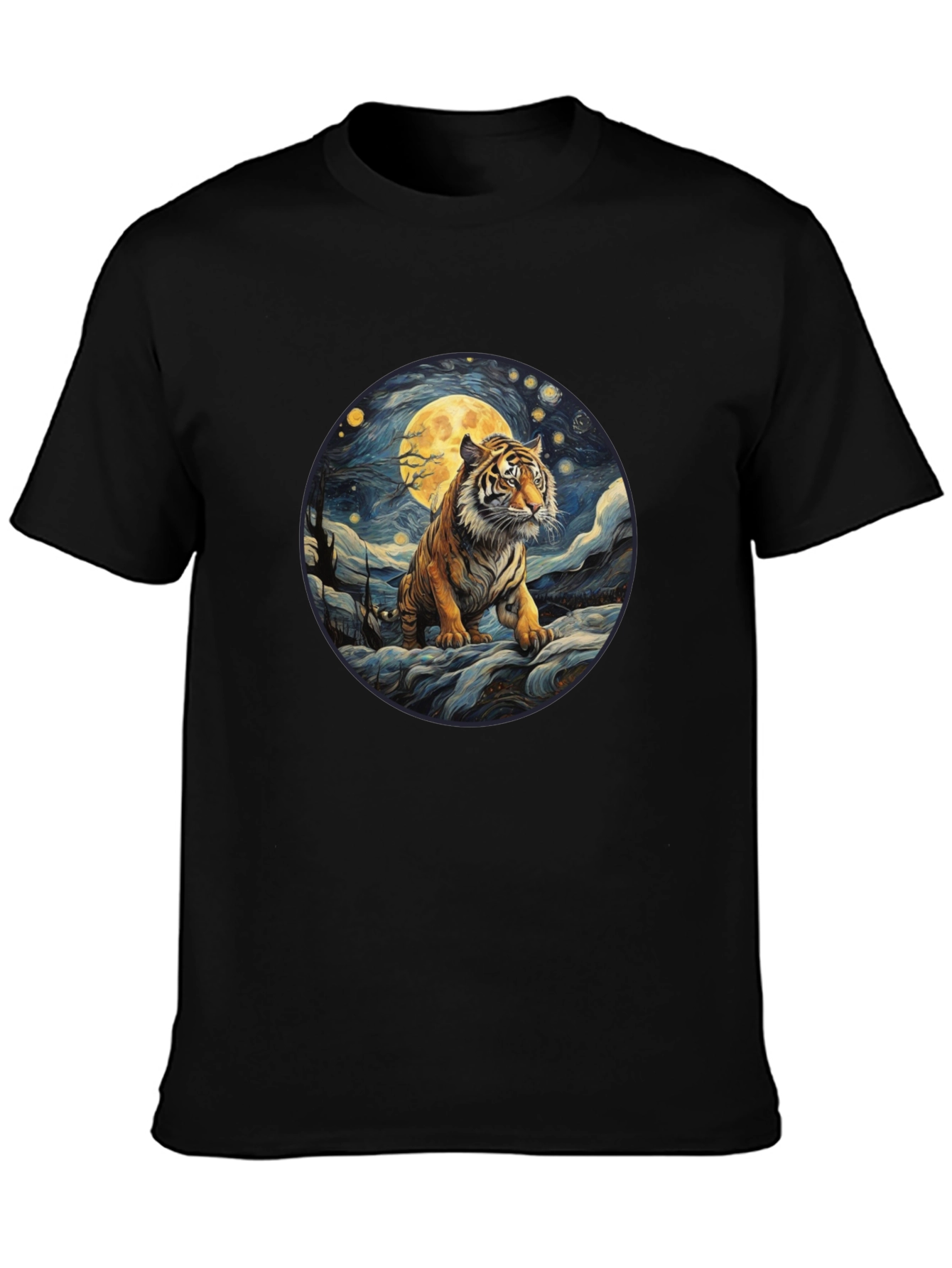Tiger Moon Graphic T-Shirt - Black