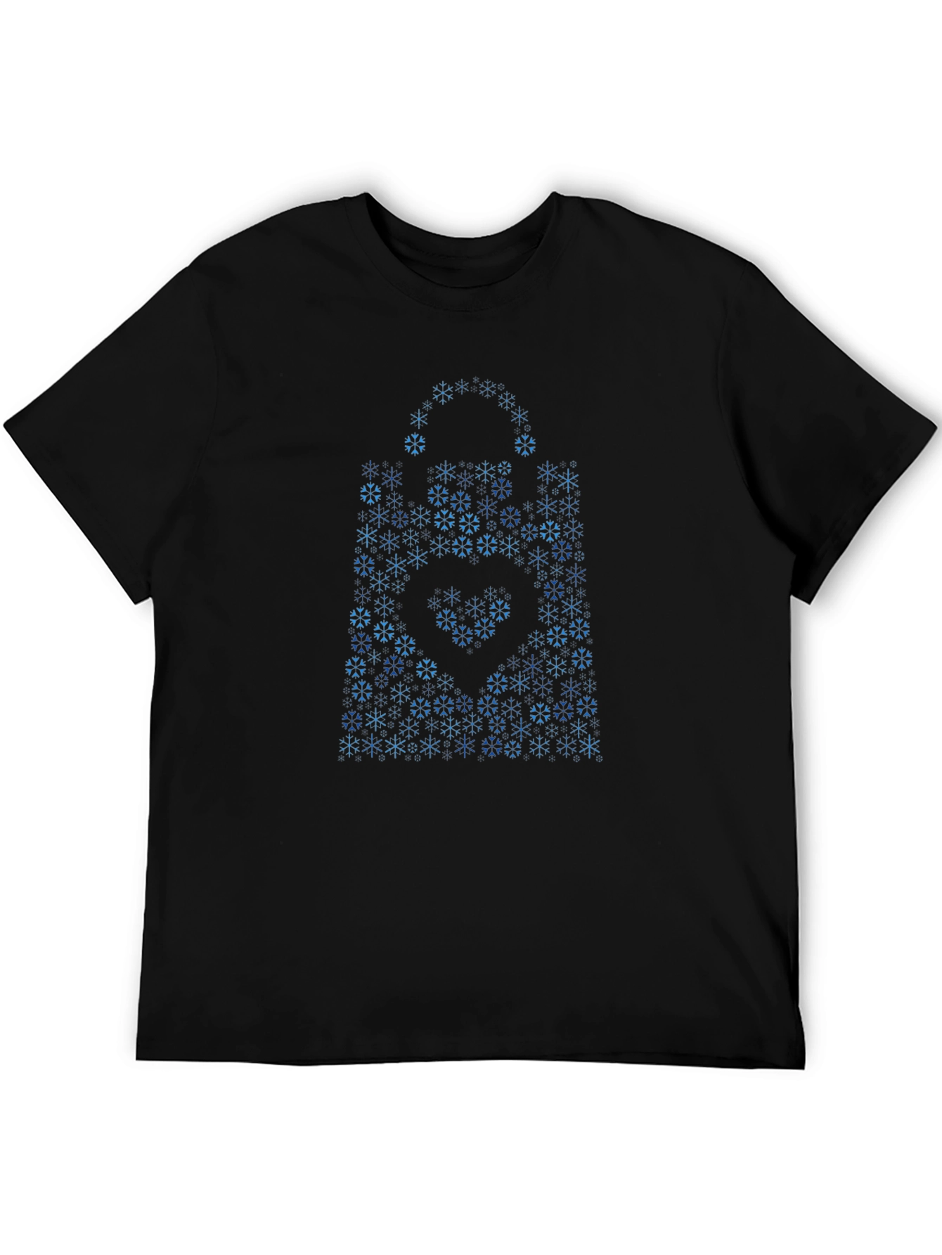 Geometric Snowflake Pattern Black T-Shirt